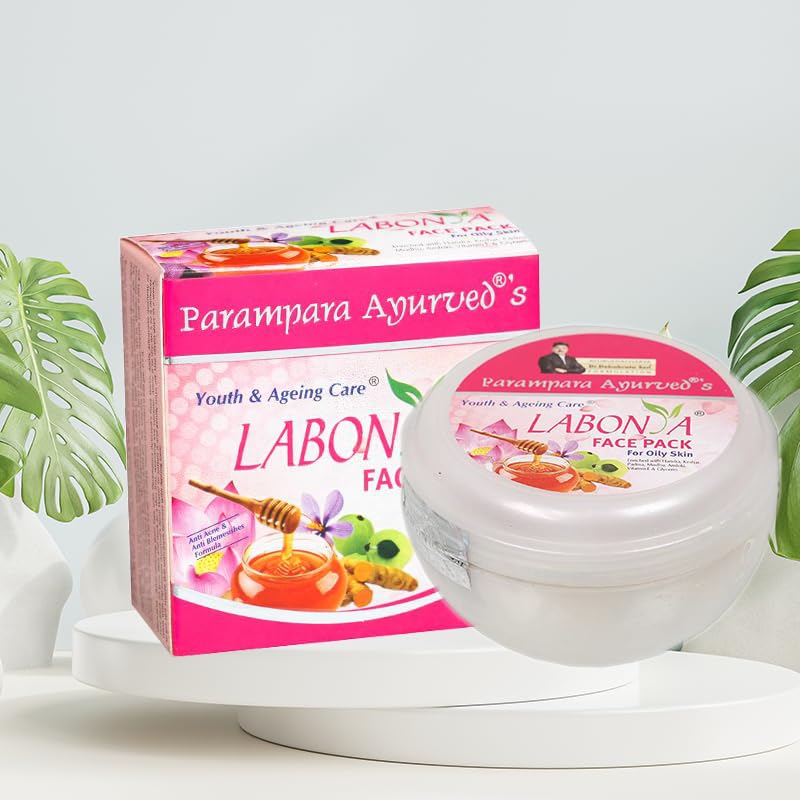 Parampara Ayurved Labonya Face Pack with Amla & Honey - Clay Mask for Oily Skin, Acne & Pimple Treatment | Oil Control, Skin Tightening & Brightening | Hydrating & Rejuvenating Natural Face Mask (100g) | Perfect for Daily Skincare & Spa Treatments