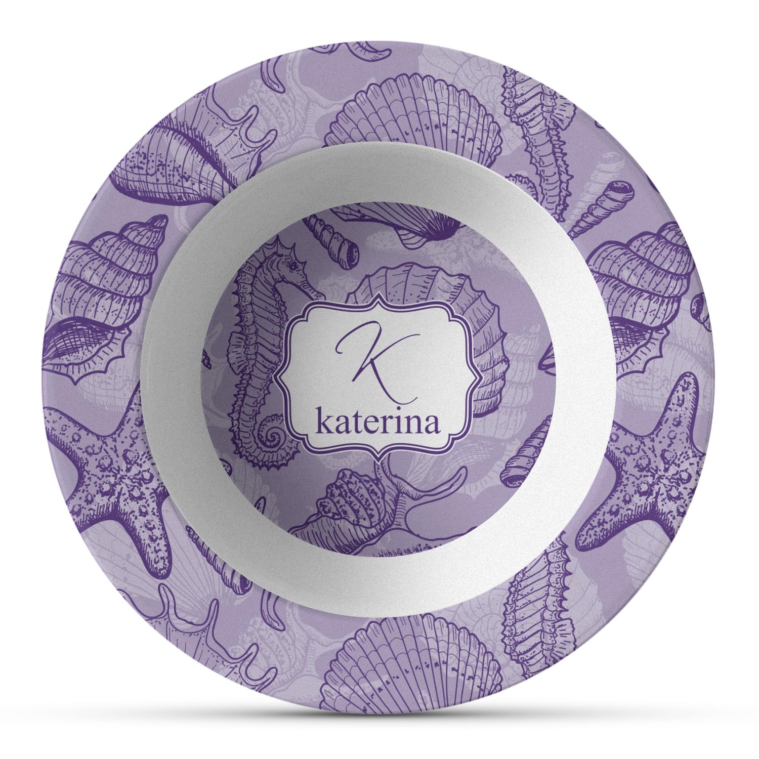 Personalized Sea Shell Design Plastic Bowl - Microwave Safe, BPA-Free Composite Polymer - Perfect for Beach Parties, Picnics & Home Decor