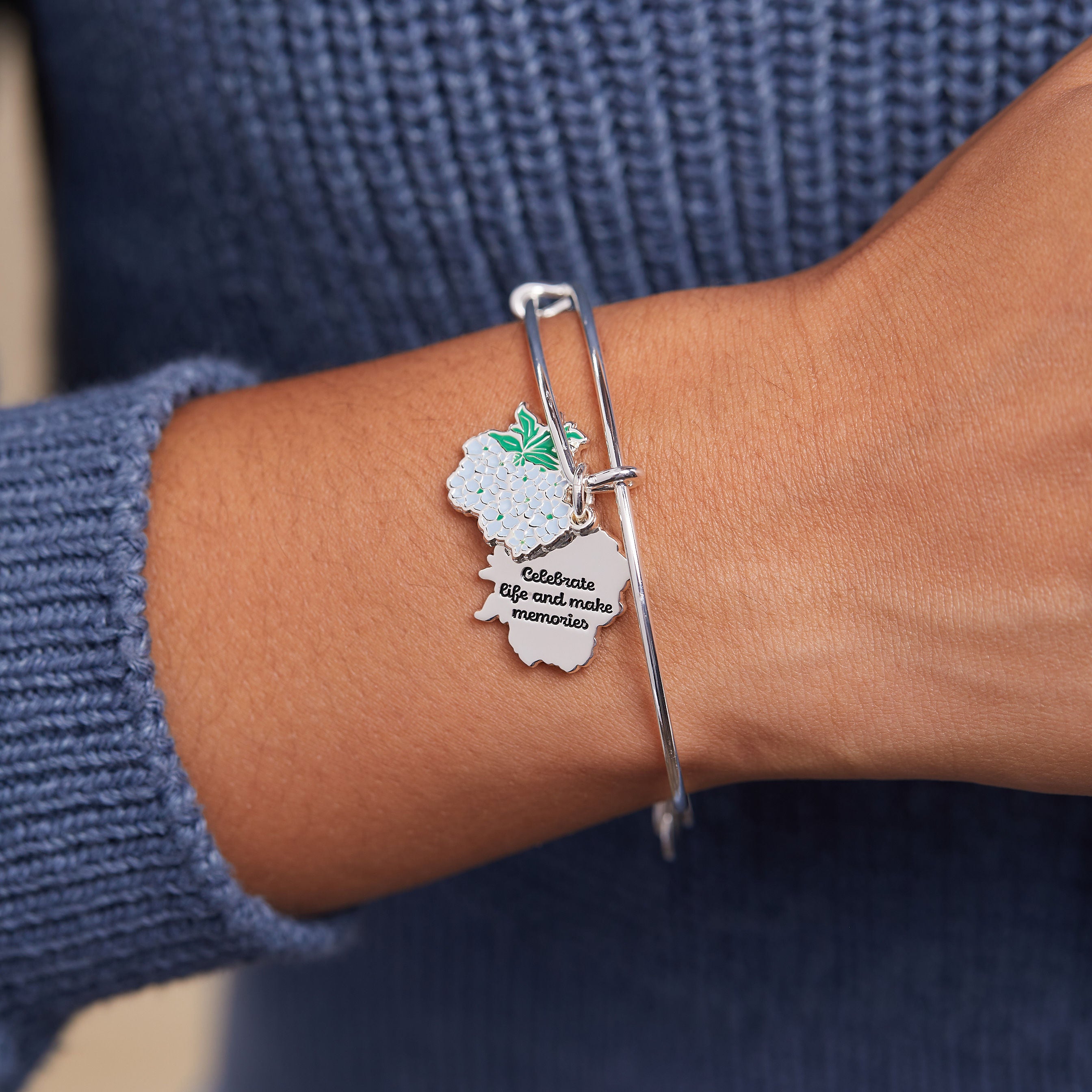 Delphinium Flower Mantra Charm Bangle - Elegant Boho Spiritual Jewelry for Women - Perfect for Yoga, Meditation & Everyday Wear