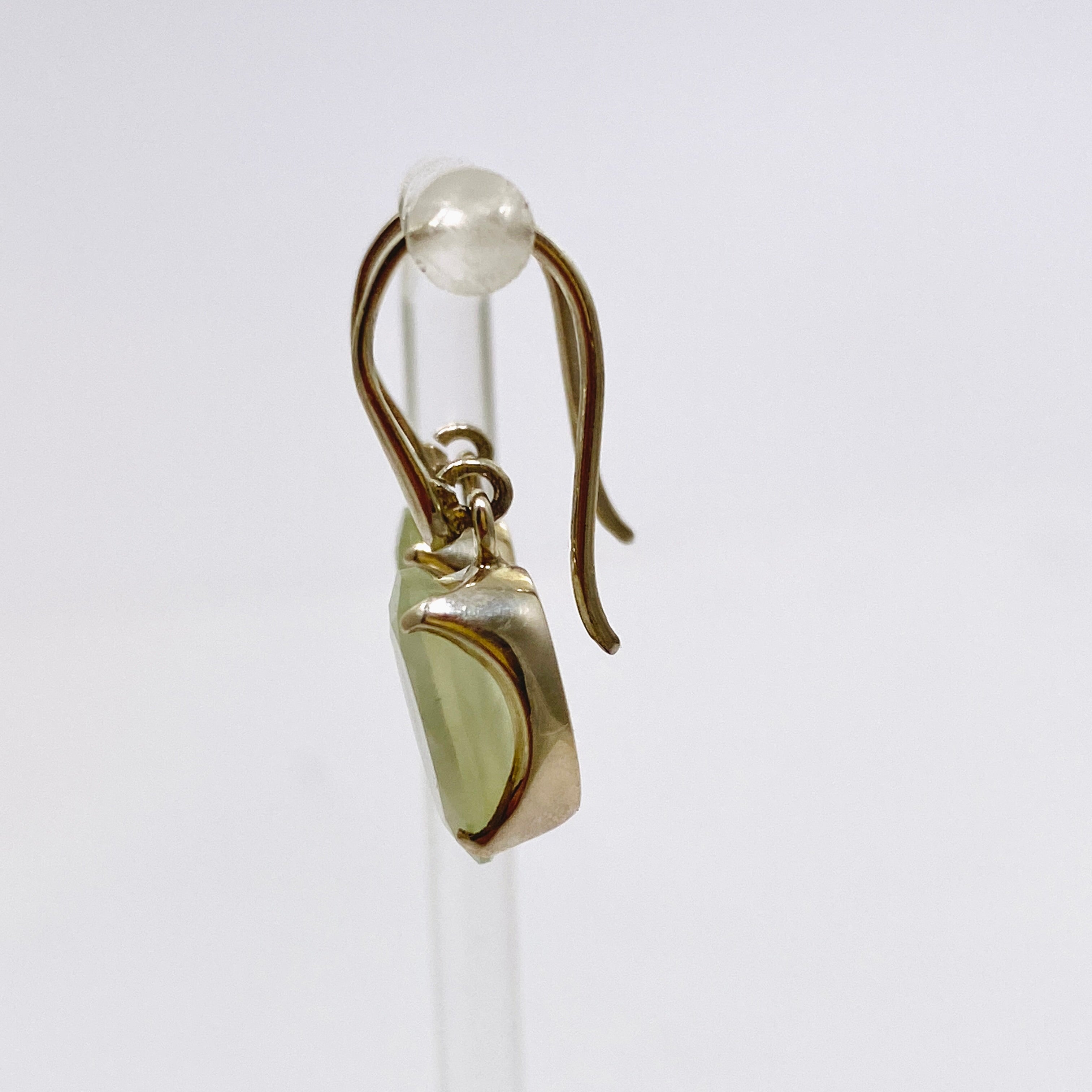 Natural Prehnite Oval Faceted Dangle Earrings for Women - Handmade Sterling Silver Jewelry - Perfect for Weddings, Parties & Everyday Wear