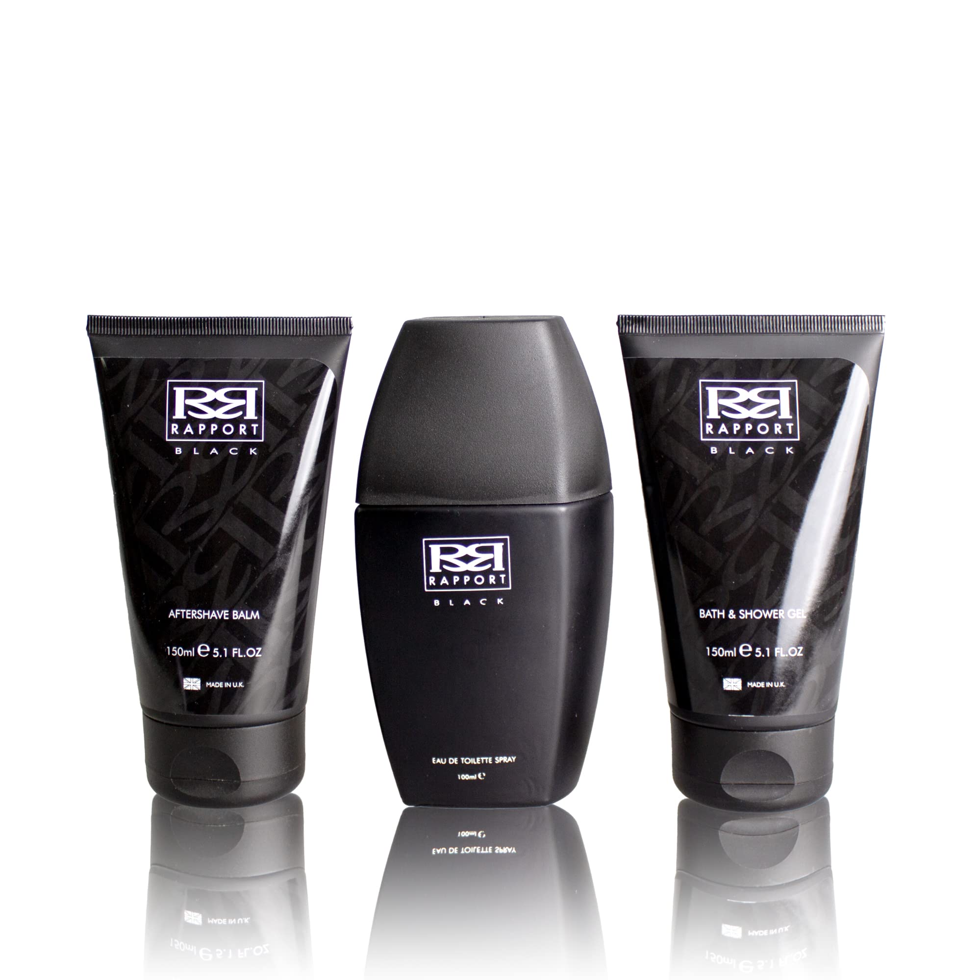 Premium Black Wash Bag Gift Set - 100ml Eau De Toilette Spray, 150ml Shower Gel & 150ml Aftershave Balm - Perfect for Men's Travel, Groomsmen Gifts & Special Occasions