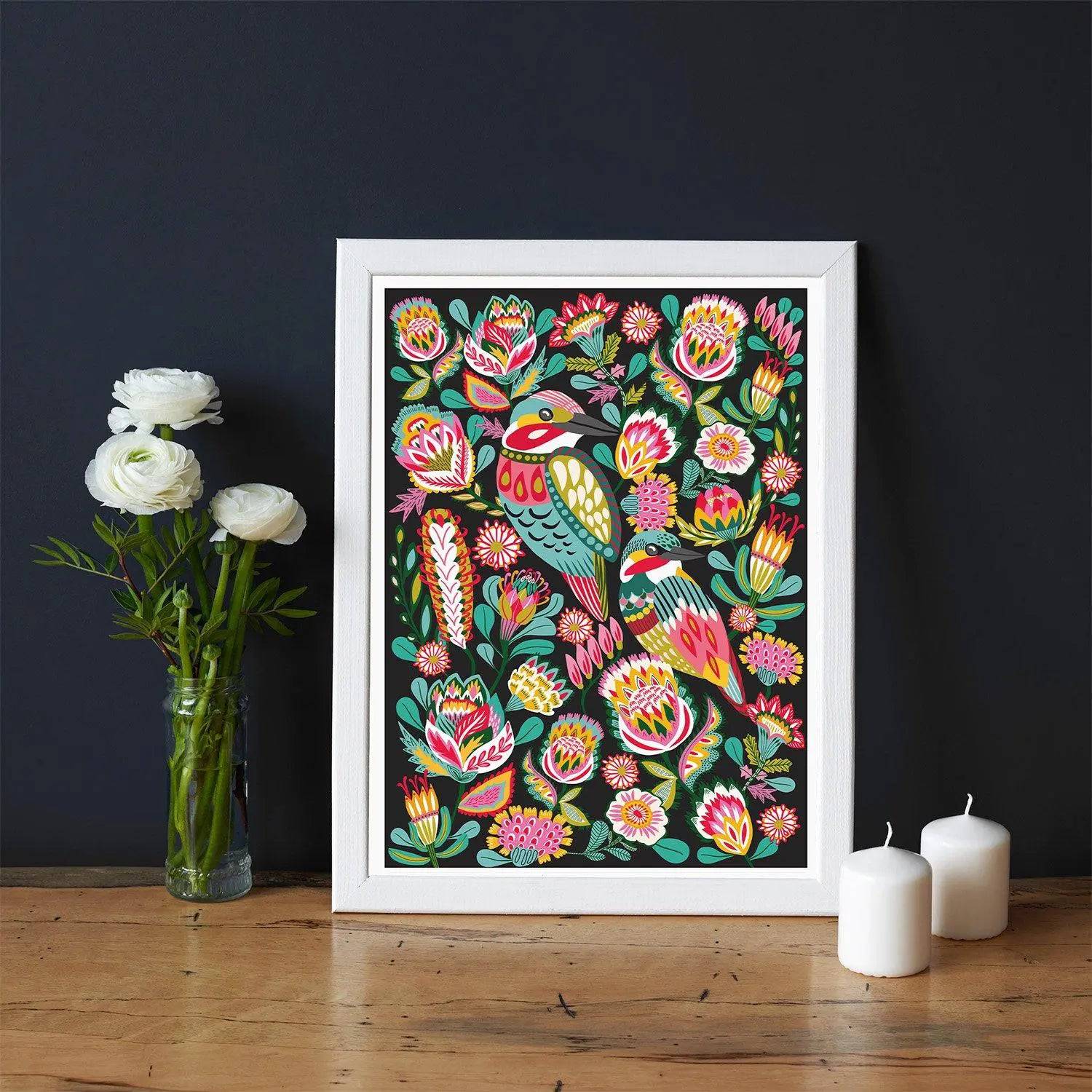 Kingfisher Birds Australian Wall Art Print - Vibrant Wildlife Home Decor for Living Room, Bedroom & Office | Nature-Inspired Canvas Painting