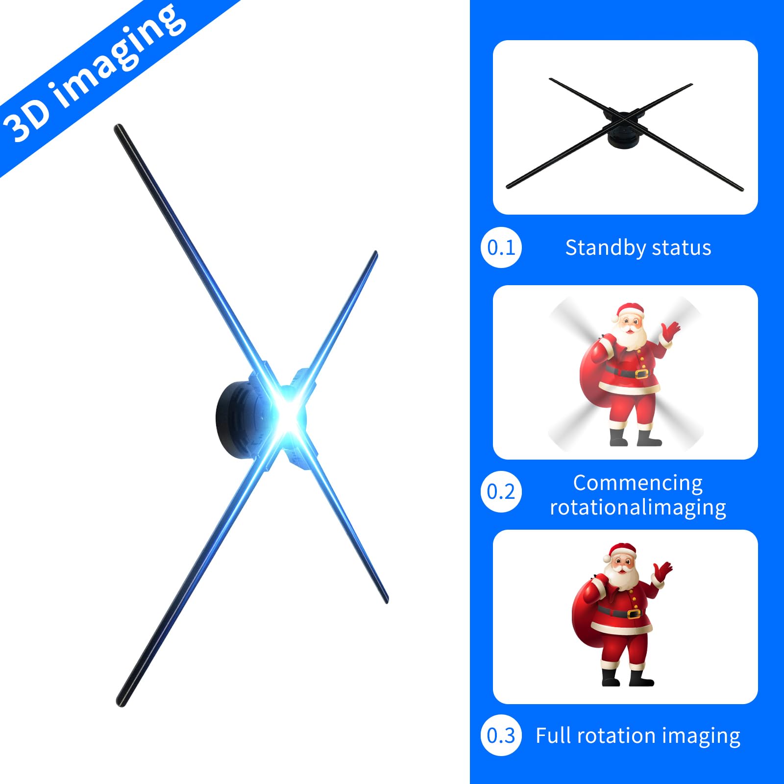 GIWOX 29.5 Inch 3D Hologram Fan - Ultra HD LED Holographic Display with 1184 Lamp Beads, Naked Eye 3D Video Projector for Advertising, Trade Shows & Retail Displays | Perfect for Storefronts, Exhibitions & Event Marketing