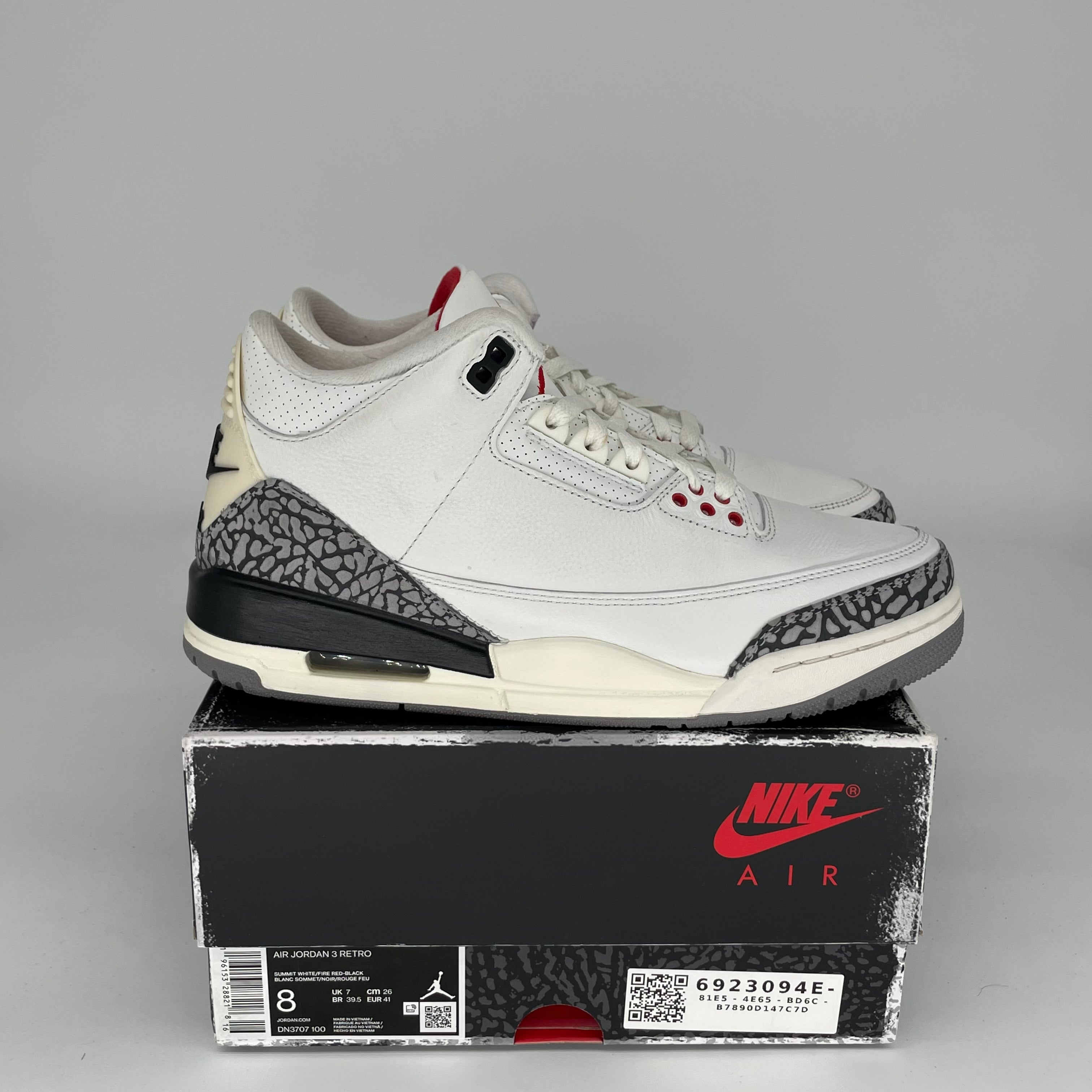 Original Air Jordan 3 White Cement Reimagined - Men's Size 8 (DN3707-100) - Retro Basketball Shoes for Streetwear & Sneaker Collection