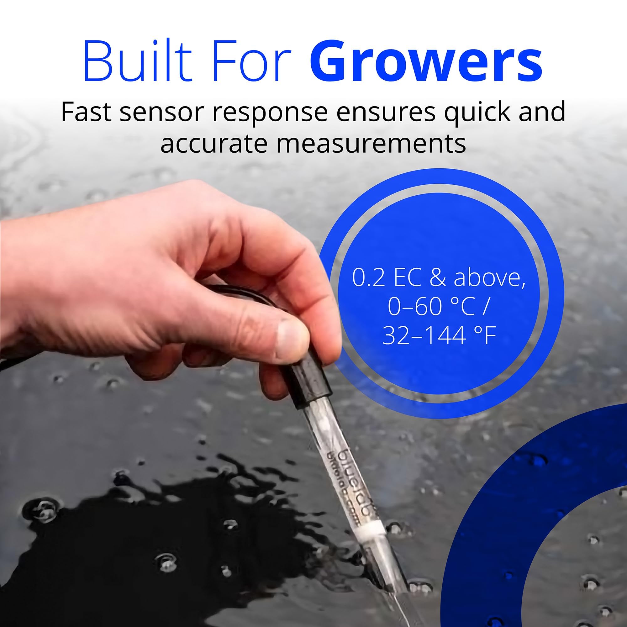 Bluelab PROBPH pH Probe Replacement Electrode for Water Testing - Compatible with pH Meters, Monitors & Controllers - Easy Calibration Tool for Hydroponic Systems, Indoor Plants & Aquariums - Perfect for Hydroponic Gardening, Plant Growth Monitoring & Water Quality Testing