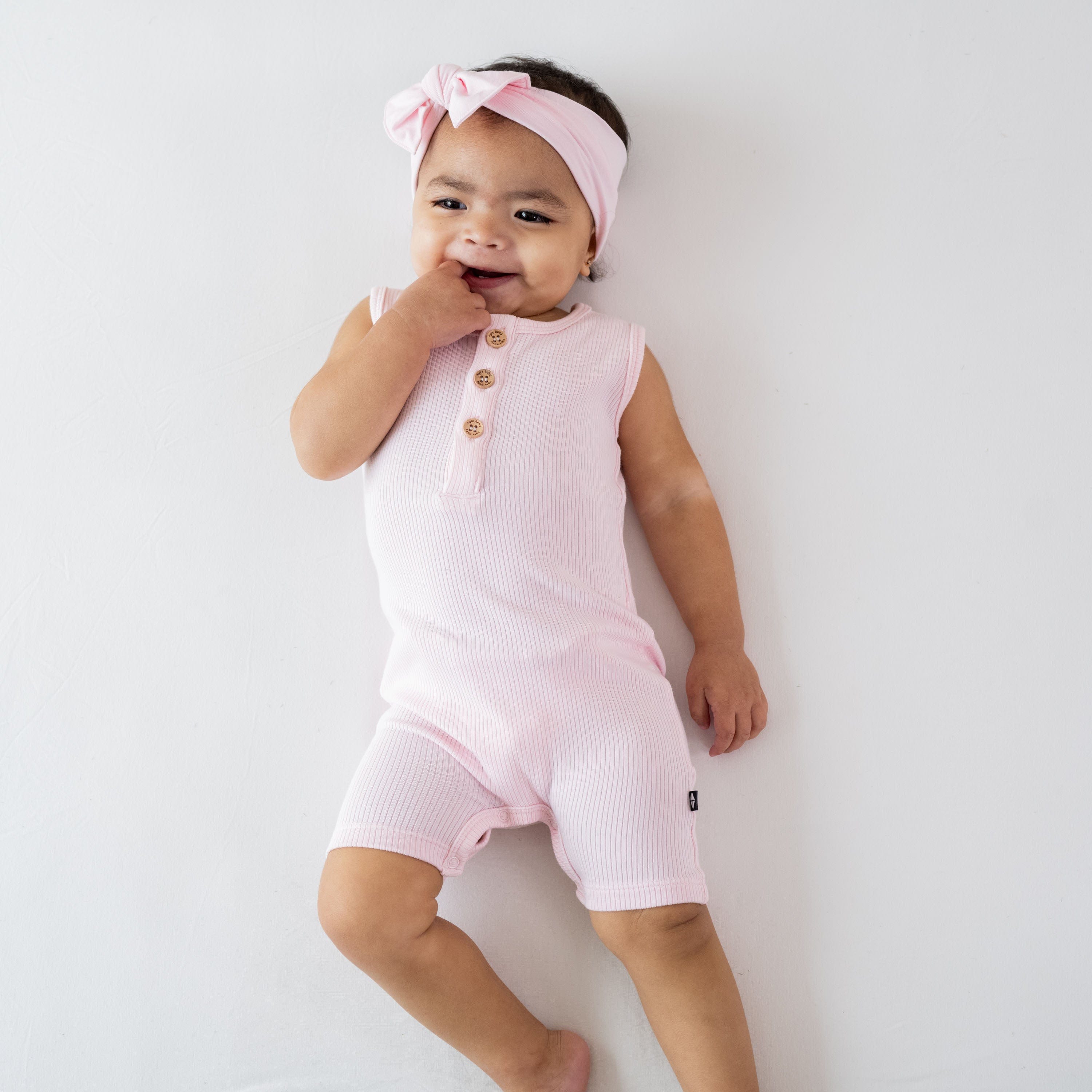 Women's Ribbed Sleeveless Shortall Jumpsuit - Sakura Pink Denim Romper for Summer Outfits, Beach Vacations & Casual Street Style