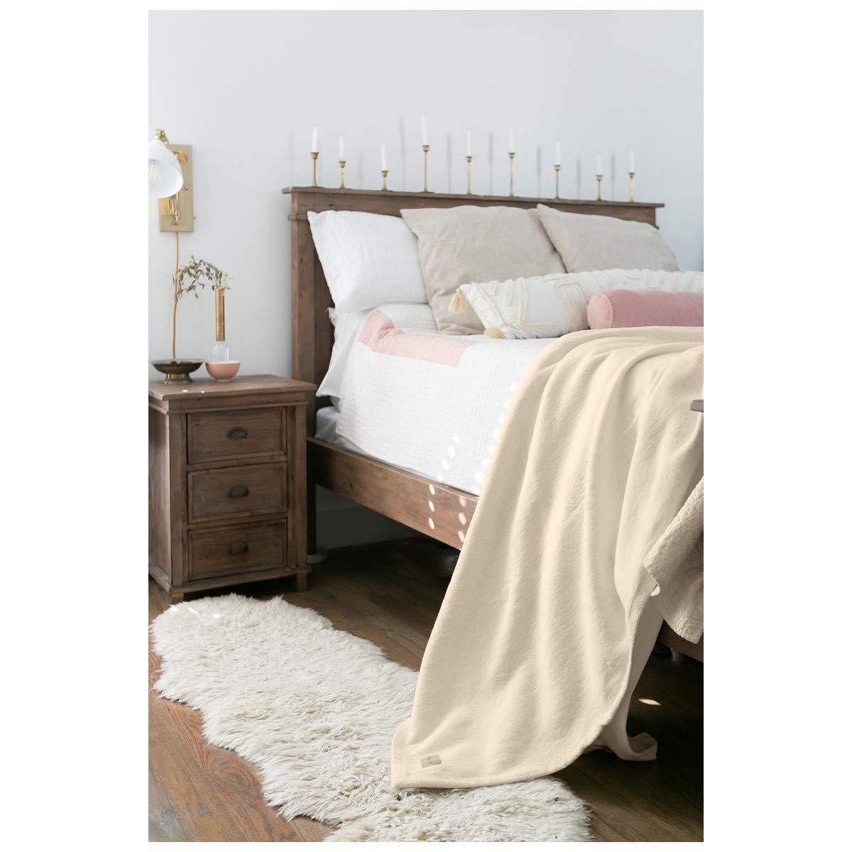 Peacock Alley All Seasons Luxury Cotton Blanket - 100% Long Staple Soft Cotton Blanket for Sofa, Bed & Crib - King, California King, Linen - Perfect for Home Decor, Cozy Evenings & Baby Nursery