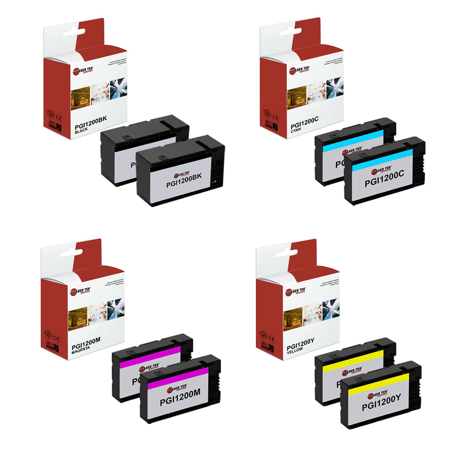 High Yield Ink Cartridge Replacement for Canon PGI-1200 | Compatible with Canon Maxify MB2020 MB2050 MB2320 Printers | 8-Pack (Black, Cyan, Magenta, Yellow) | Ideal for Home Office & Small Business Printing Needs