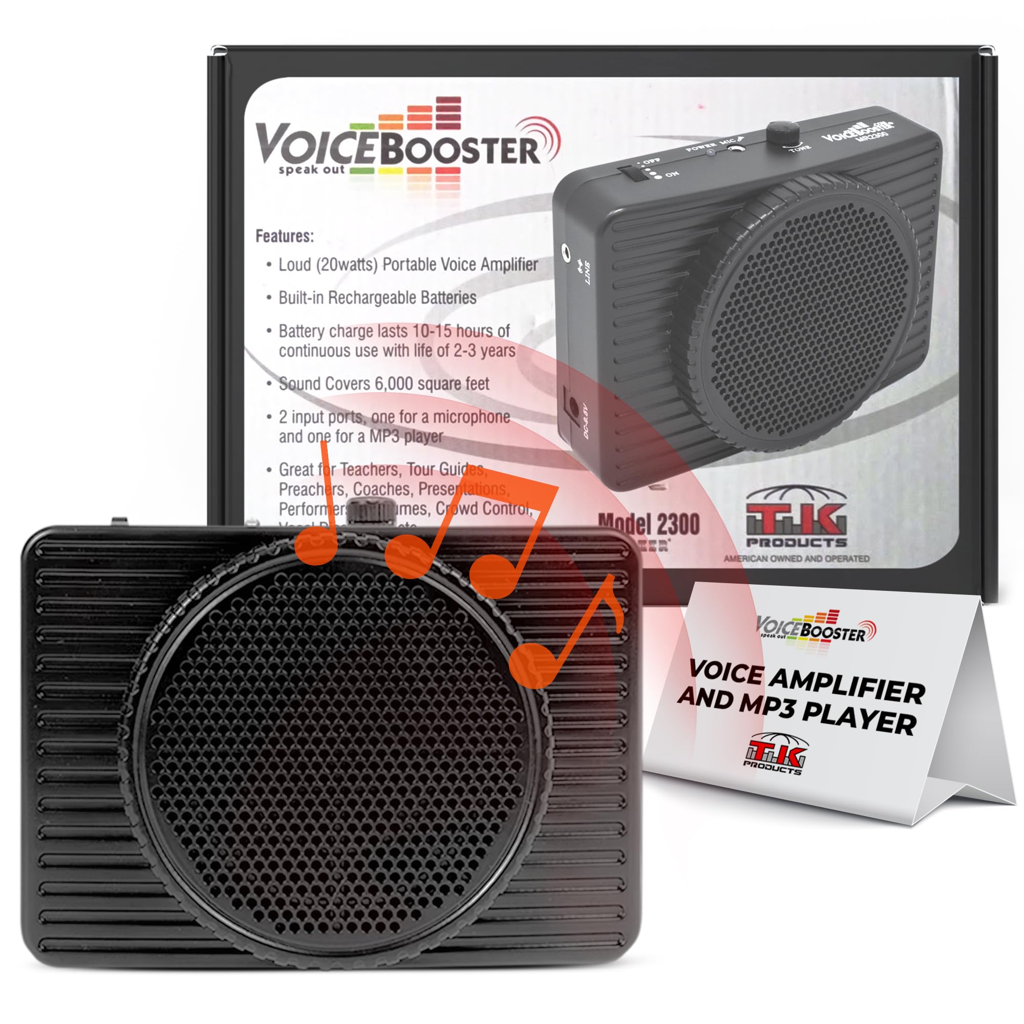 Portable Voice Amplifier with Microphone Headset - 20W Wearable Megaphone Speaker for Teachers, Tour Guides, Public Speaking & Presentations - Black MR2300 | Ideal for Classrooms, Outdoor Tours & Large Group Communication