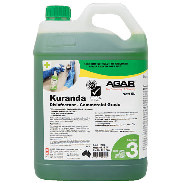 Commercial Grade Agar Kuranda Disinfectant - EPA Approved, Kills 99.9% Germs & Viruses - Ideal for Hospitals, Schools, Gyms & Home Use