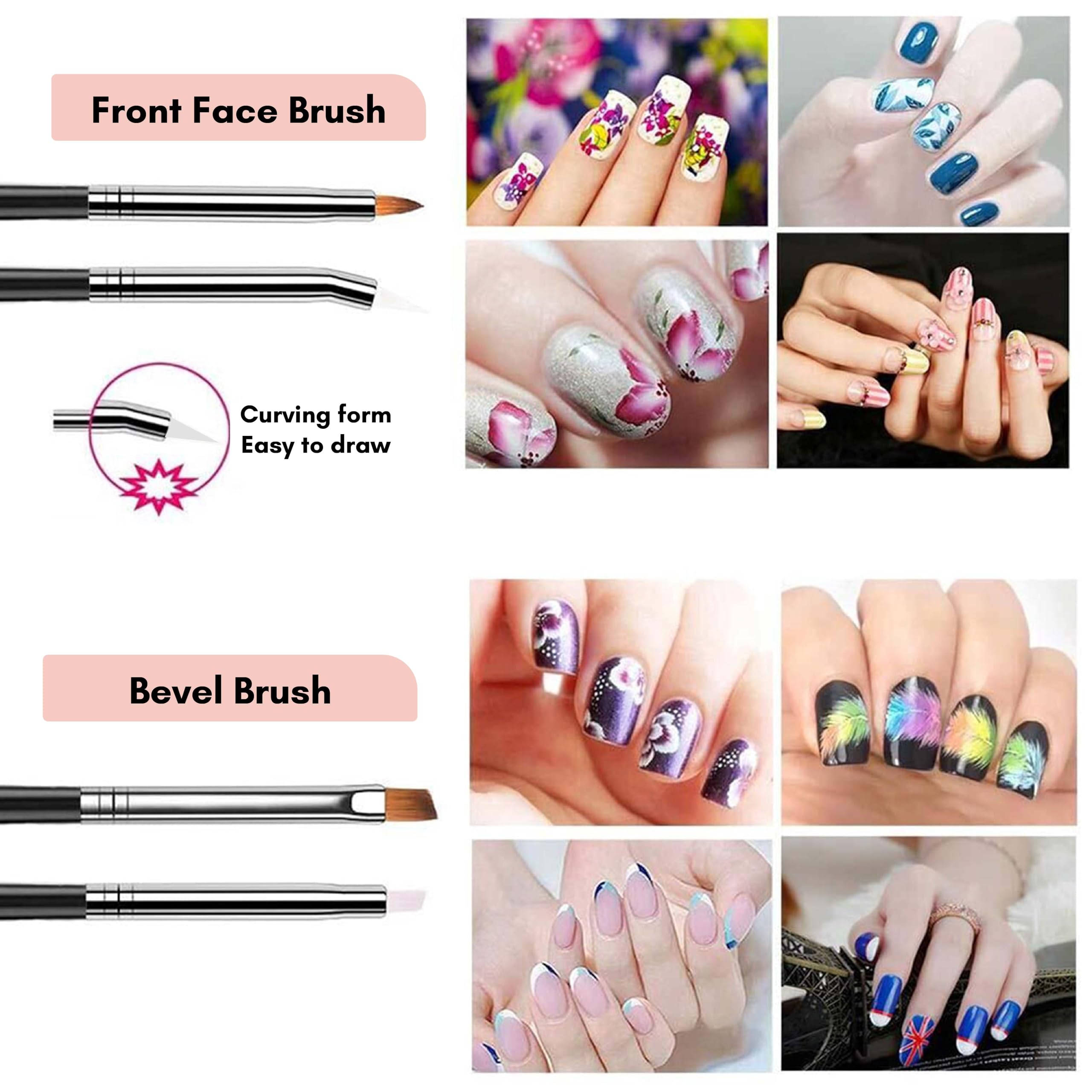 20 Pcs Professional Nail Art Brush Set for Acrylic, UV Gel & Nail Design - Dotting Tools, Painting Pens & Polish Brushes Kit for Salon, Home Manicure & DIY Nail Art
