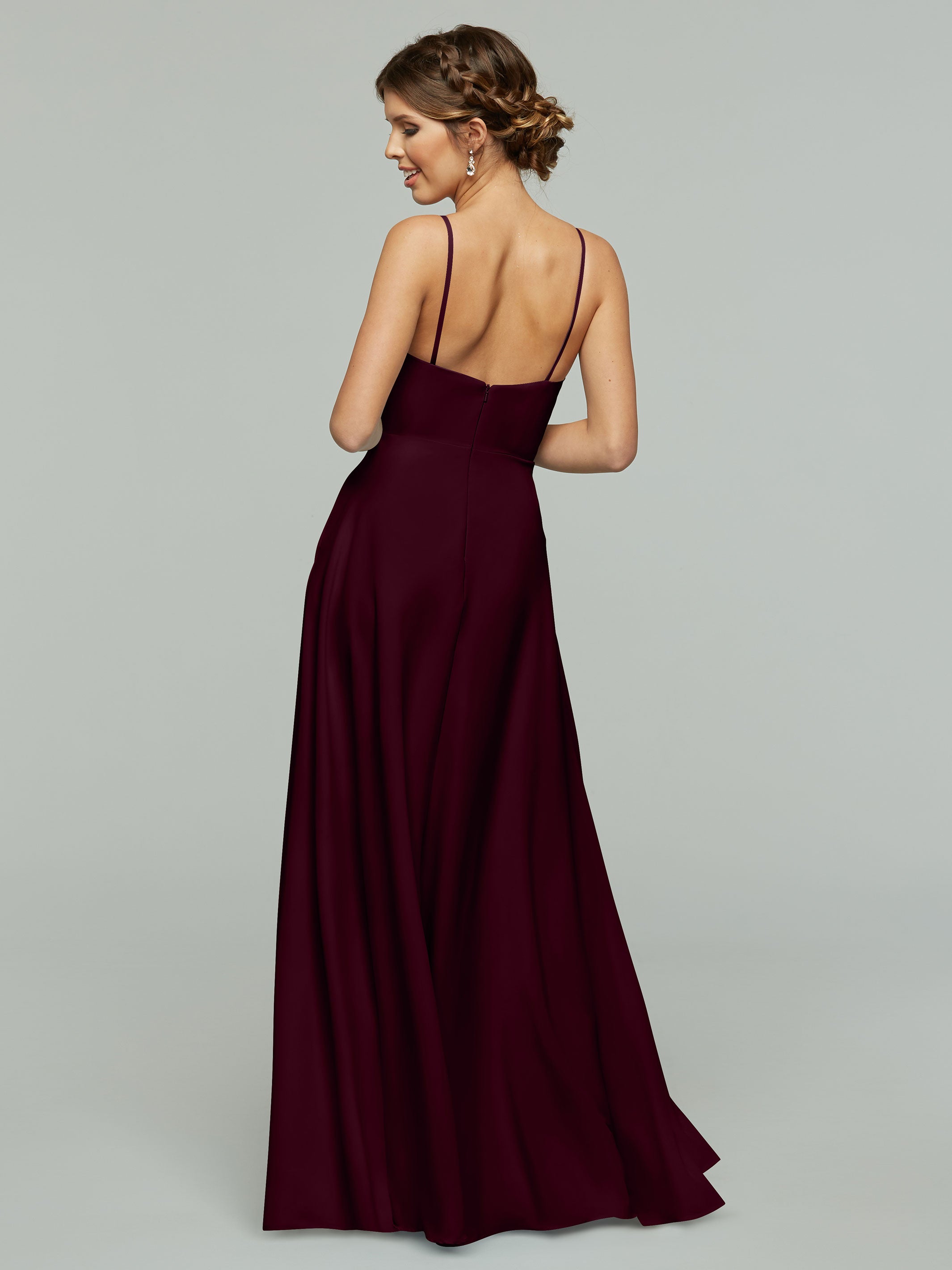 Elegant 83012 Flowy Stretch Chiffon A-Line Bridesmaid Dress with V-Neckline - Perfect for Weddings, Formal Events & Special Occasions