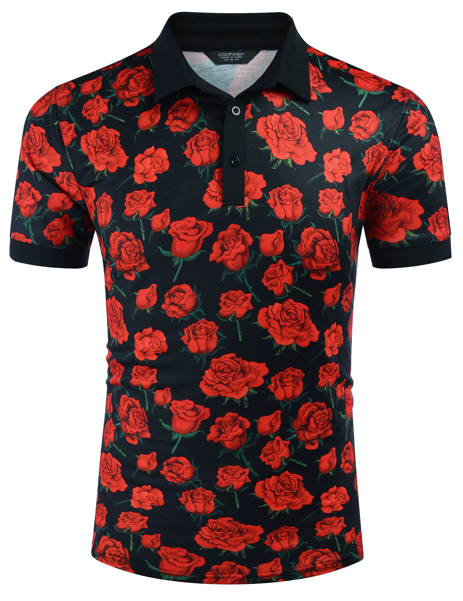 COOFANDY Men's Slim Fit Short Sleeve Polo Shirt with Paisley Floral Print - Breathable Casual T-Shirt for Summer, Golf, Office & Outdoor Activities