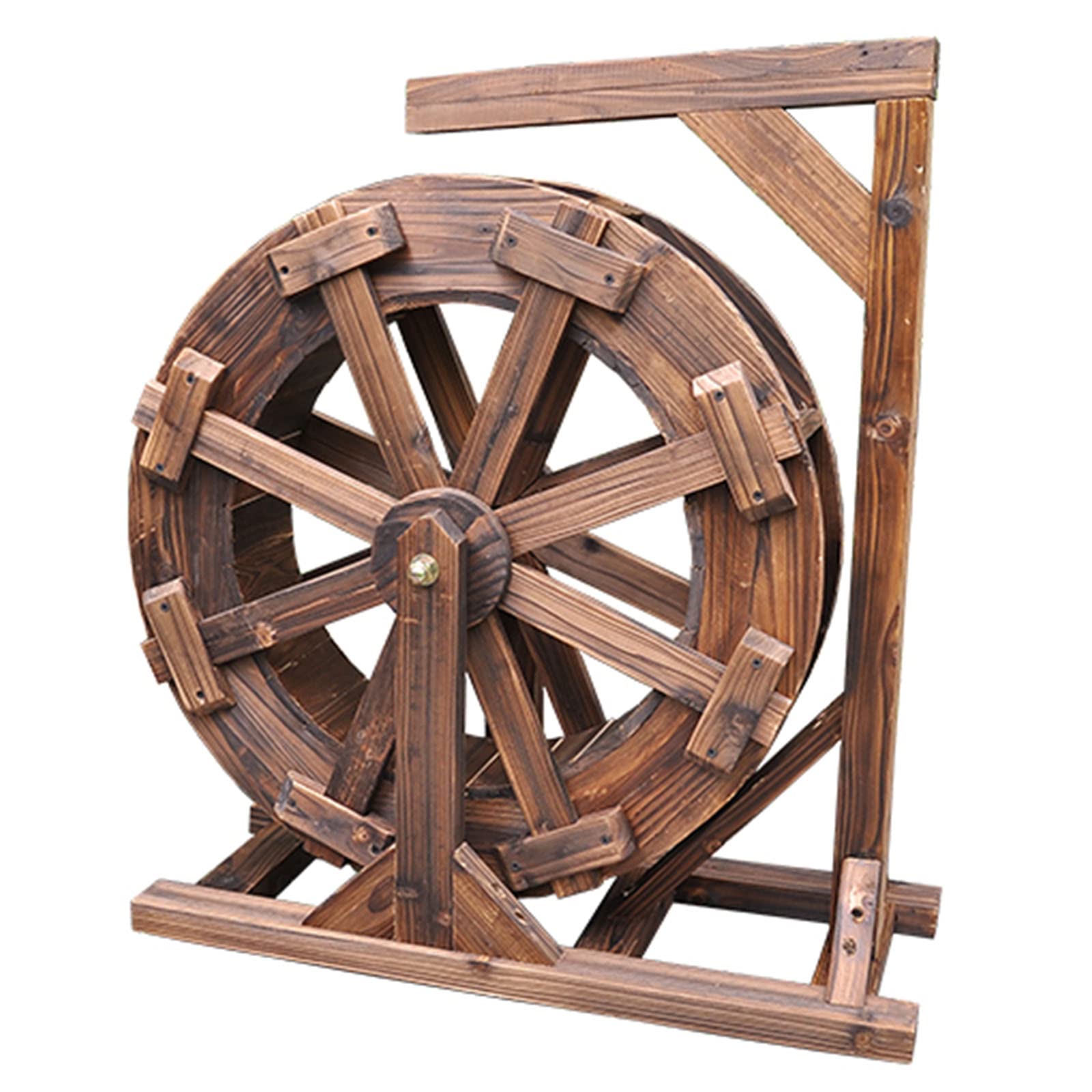 Vintage Wooden Water Wheel Fountain with Pump & Stand - Outdoor Garden, Patio, Pond, Pool Decoration - Feng Shui Waterfall Feature for Yard, Balcony & Indoor Spaces - Perfect for Relaxing Zen Gardens & Water Features
