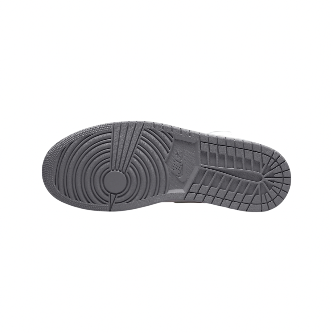 Air Jordan 1 Mid GS Sneakers - White & Stealth Grey Basketball Shoes for Women & Girls - Perfect for Casual Wear, Sports & Street Fashion