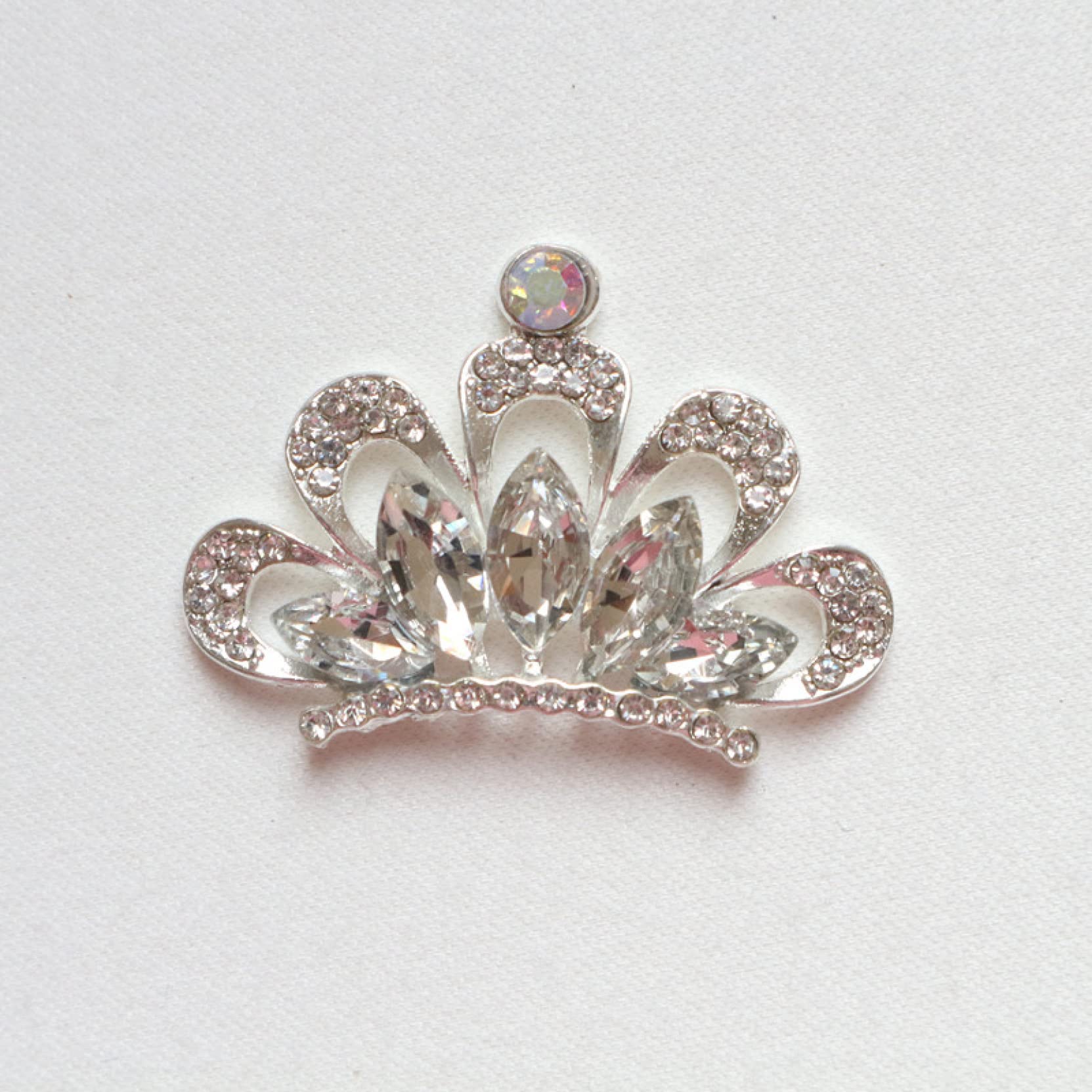 ACOGO 5Pcs Rhinestone Crown Flatback Buttons - DIY Hair Bowknot Flower Wedding Craft Supplies for Bridal Hair Accessories, Party Decorations & Gift Box Embellishments