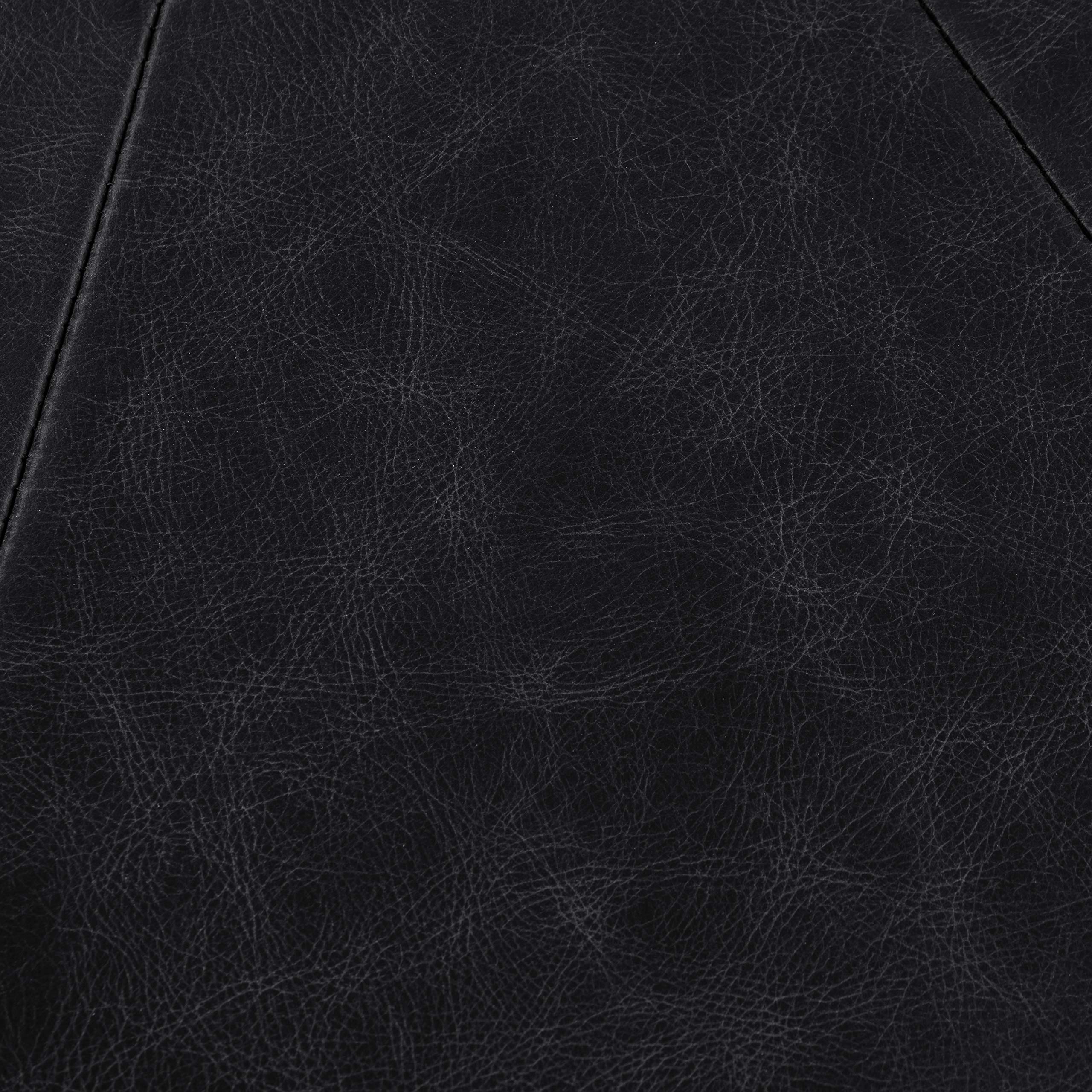Premium Full-Grain Italian Leather Ottoman - POLY & BARK Gio Ottoman in Onyx Black - Luxurious Footrest & Living Room Accent Piece for Modern Home Decor