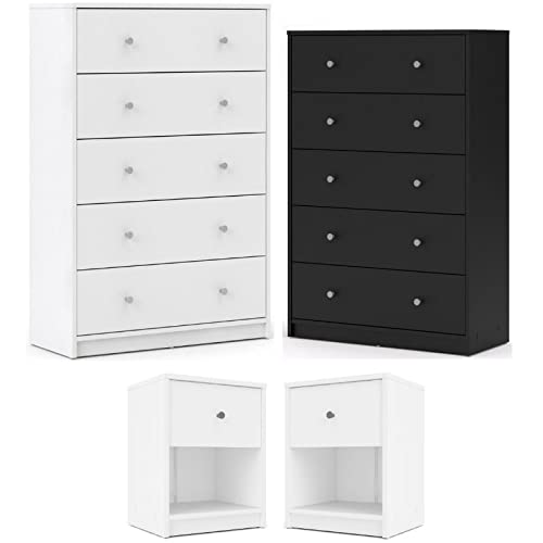 Home Square 4-Piece Bedroom Furniture Set with 2 5-Drawer Dressers & 2 Nightstands - Complete Bedroom Storage Solution for Master Bedroom or Guest Room