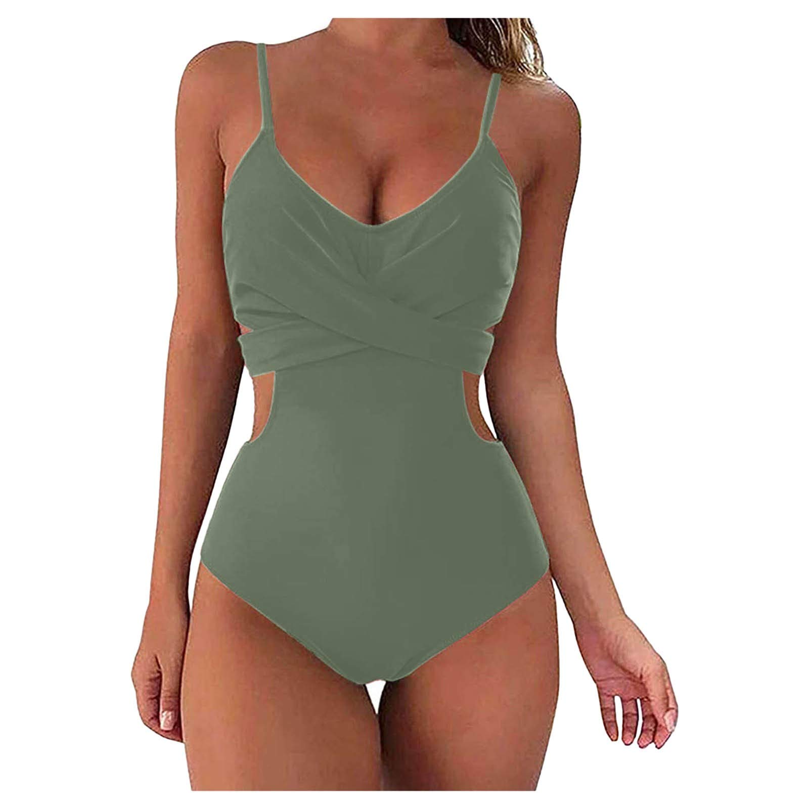 Aniywn Women's High Waisted Tummy Control One Piece Swimsuit with Cutout Design & Floral Print - Sexy Bathing Suit for Beach, Pool Party & Summer Vacation
