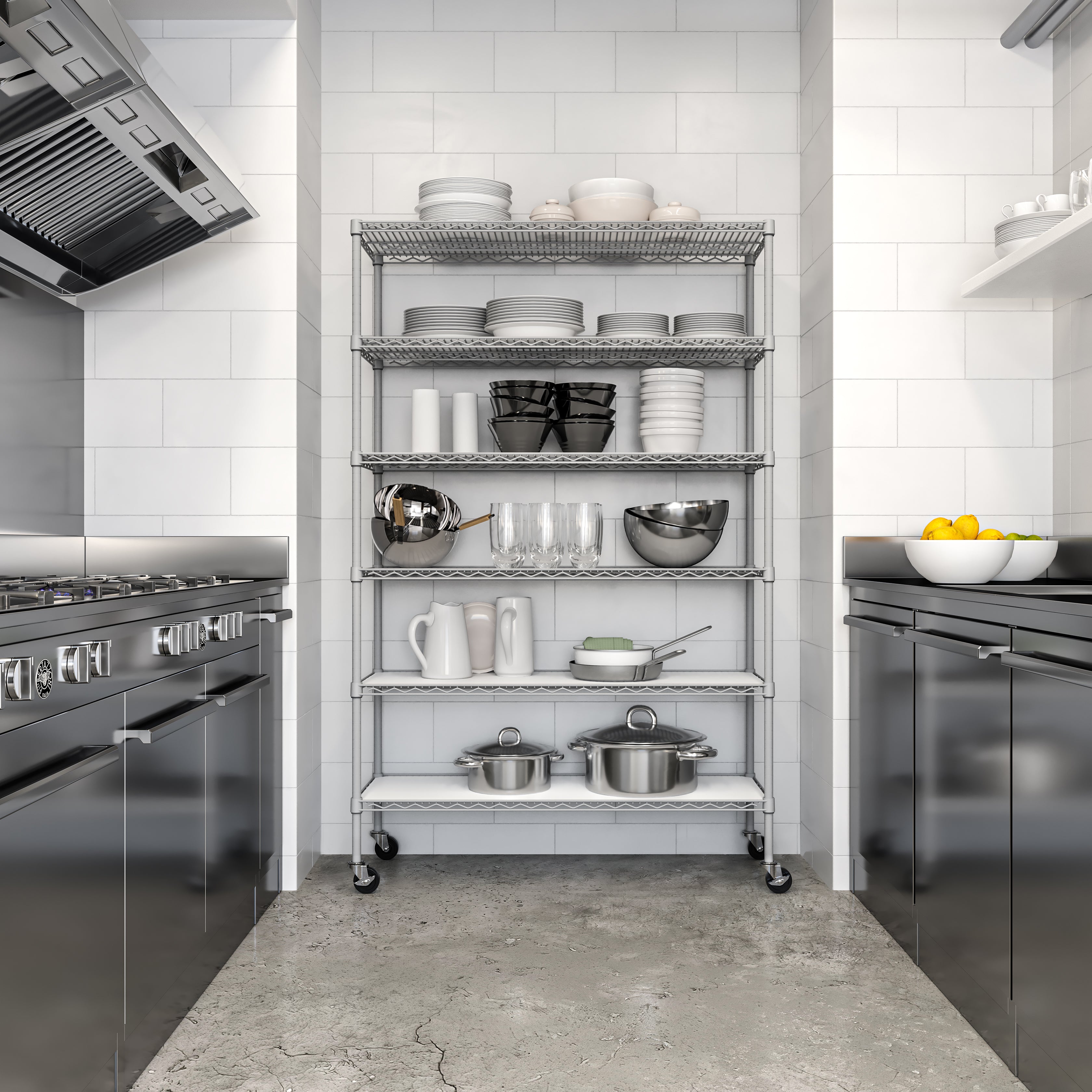 UltraDurable® 6-Tier NSF Certified Steel Shelving Unit with Non-Slip Shelf Liners - Heavy Duty Granite Finish for Garage, Pantry & Commercial Storage