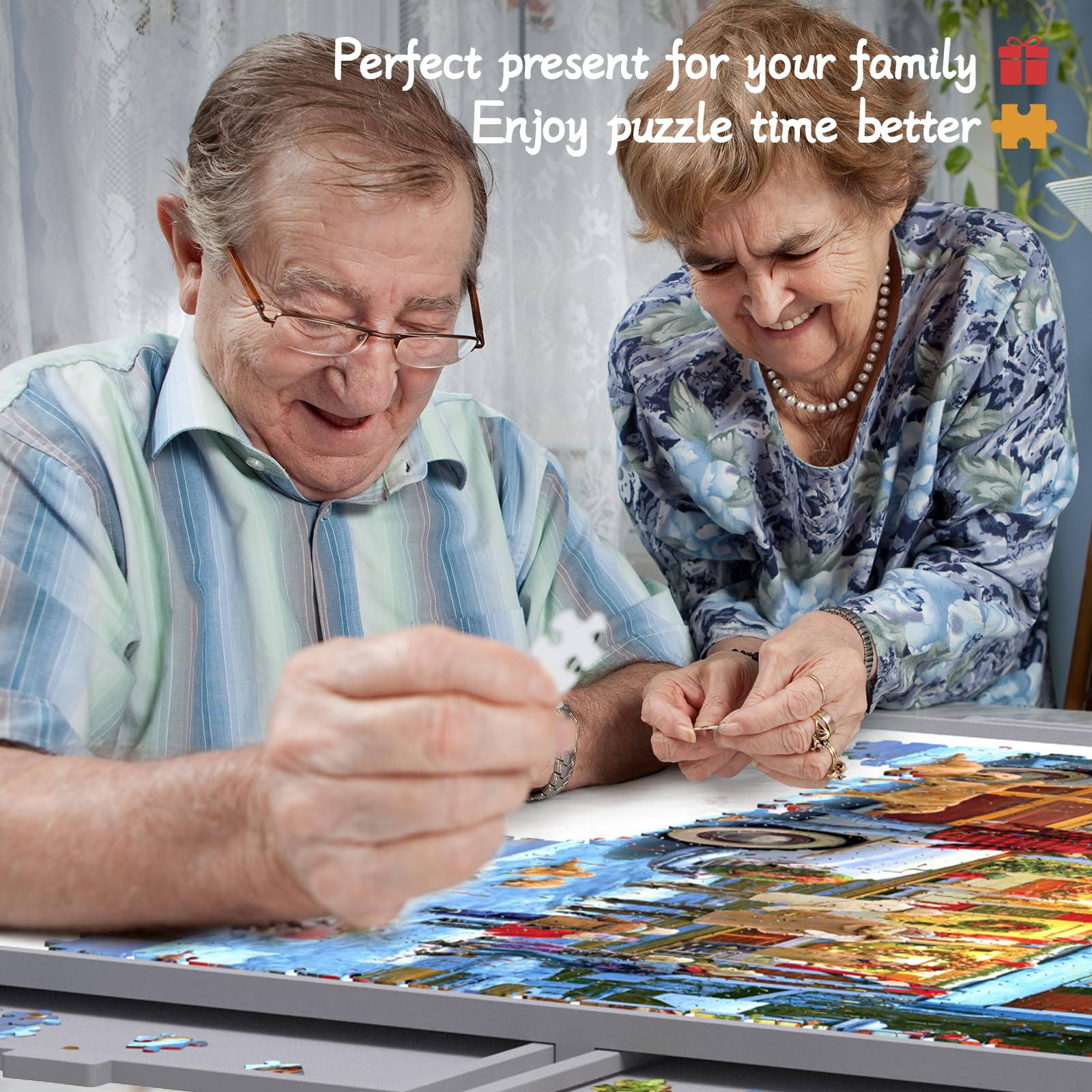 1500 Piece Jigsaw Puzzle Board with Adjustable Tilting Pole & Storage Drawers - Portable Puzzle Mat for Adults & Kids - Perfect for Family Game Nights, Travel & Home Entertainment