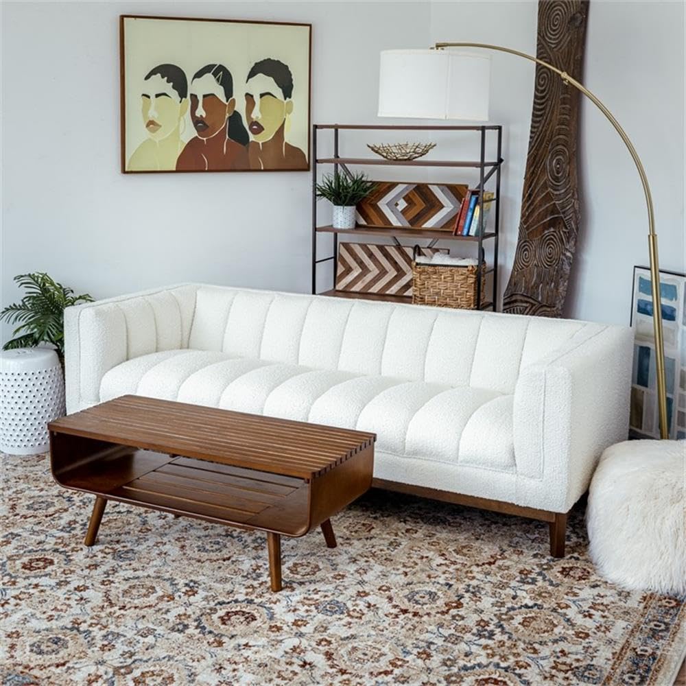 Allora Mid Century Modern Coffee Table - Solid Wood Brown Finish for Living Room, Lounge & Office - Stylish & Durable Home Decor Furniture
