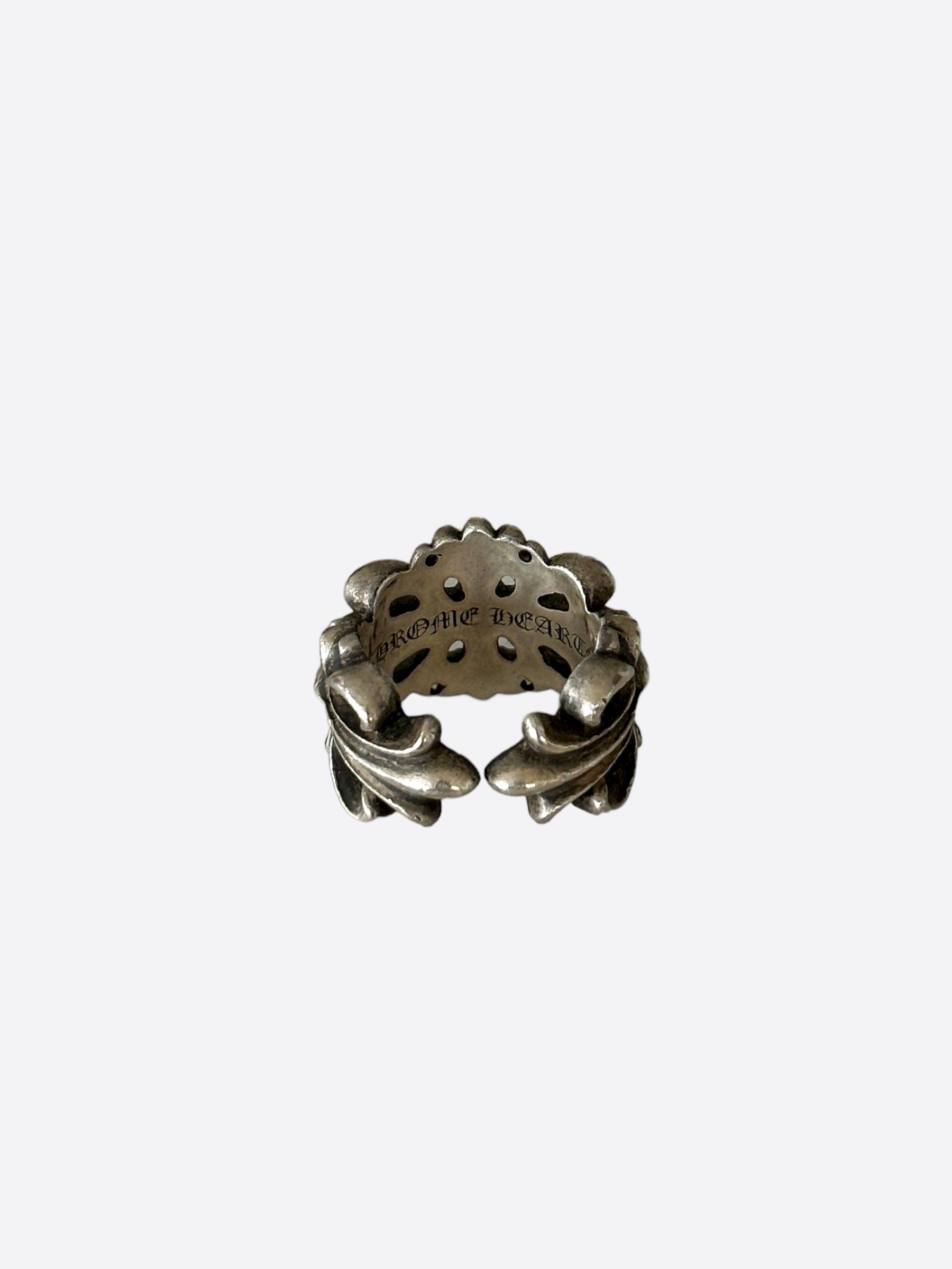 Chrome Hearts Sterling Silver Floral Cross Ring for Women - Elegant Gothic Jewelry for Everyday Wear & Special Occasions