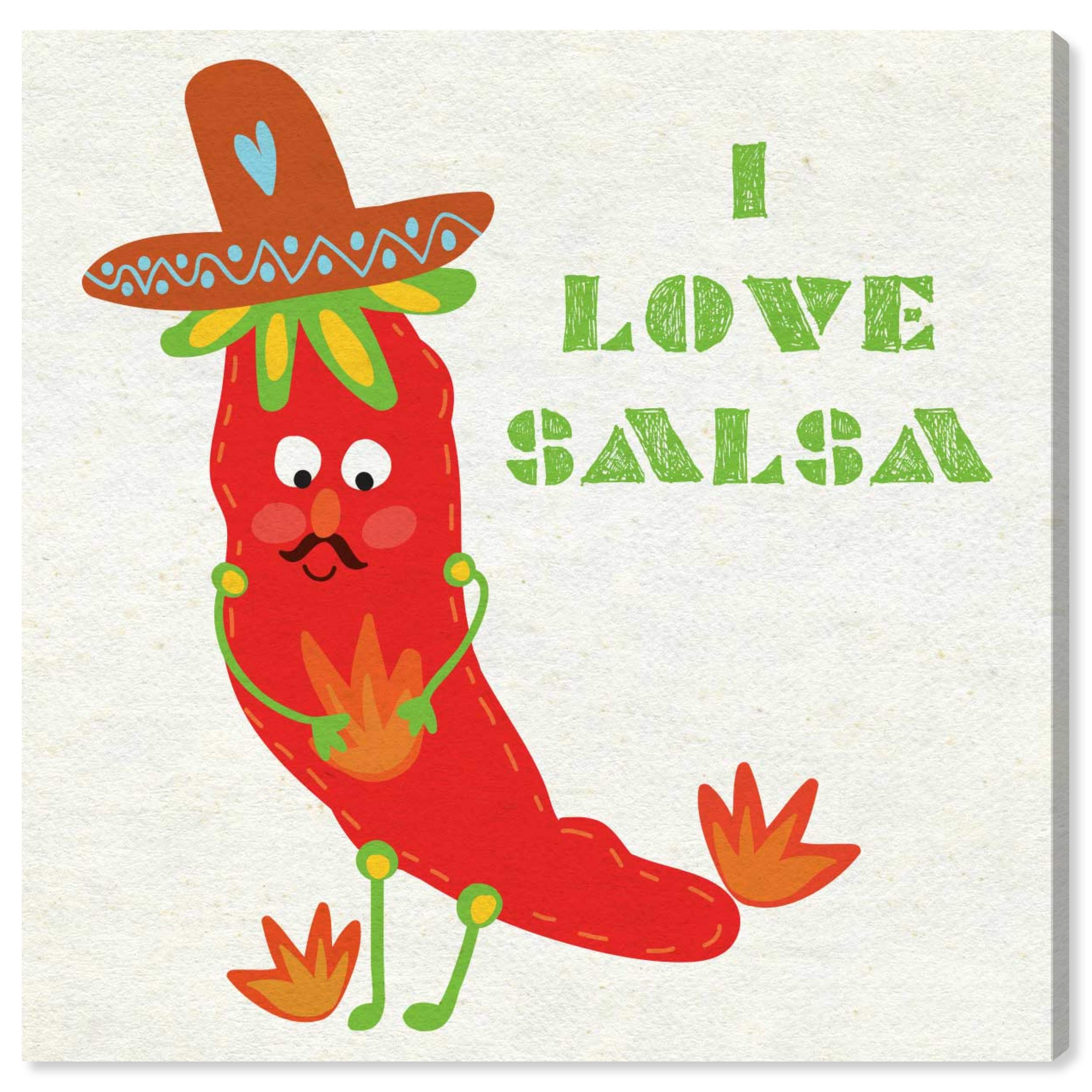 Oliver Gal Artist Co. 'Jalapeno Salsa' Kids Wall Art - 24x24 Inch Red & White Canvas Print with Inspirational Typography for Children's Bedroom & Playroom Decor