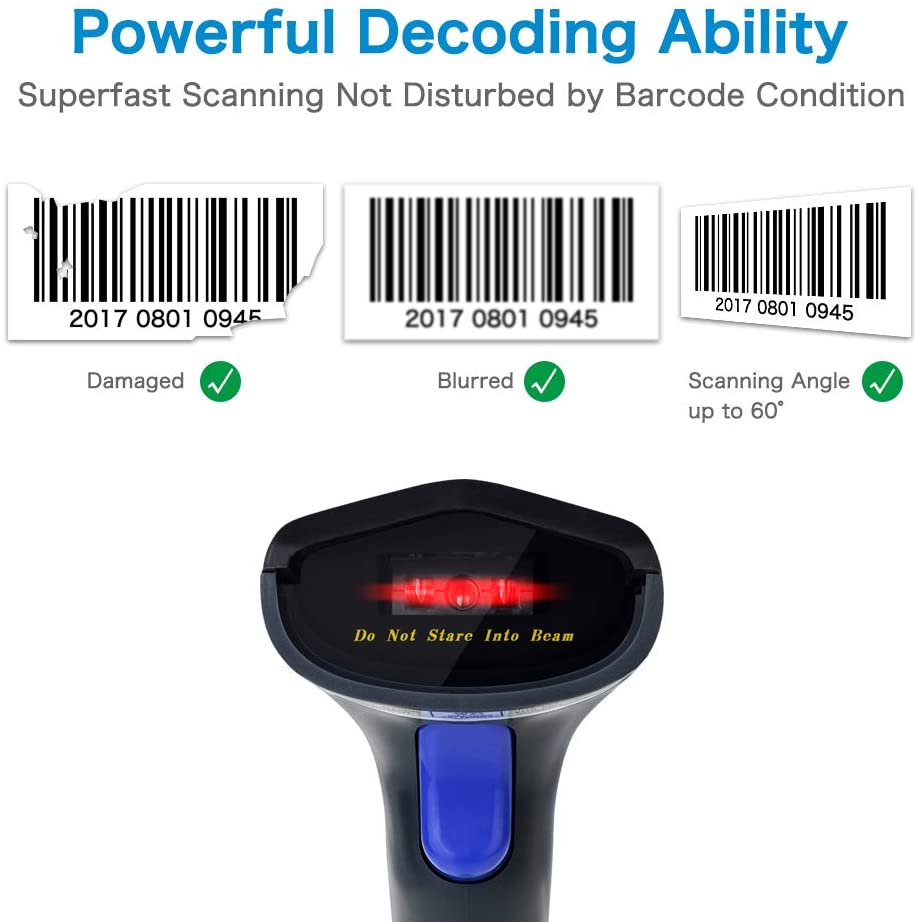 W6 X 1D Wireless Barcode Scanner - Portable Bluetooth Handheld Scanner for Retail, Warehouse & Inventory Management | Fast & Accurate Scanning for Smartphones, Tablets & POS Systems