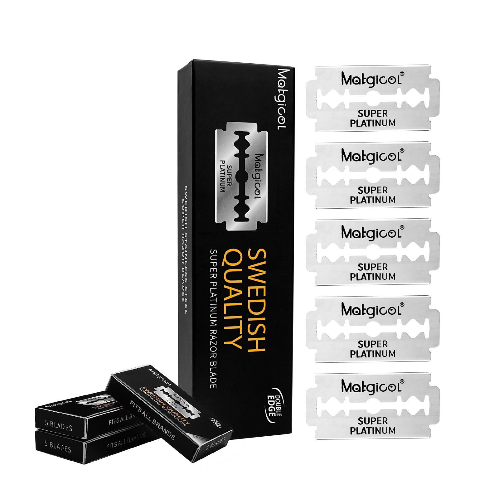 Premium Double Edge Safety Razor Blades - 100 Count Platinum Coated Swedish Steel Blades for Men & Women - Smooth, Precise Shaving for Face, Legs & Body - Ideal for Wet Shaving & Travel