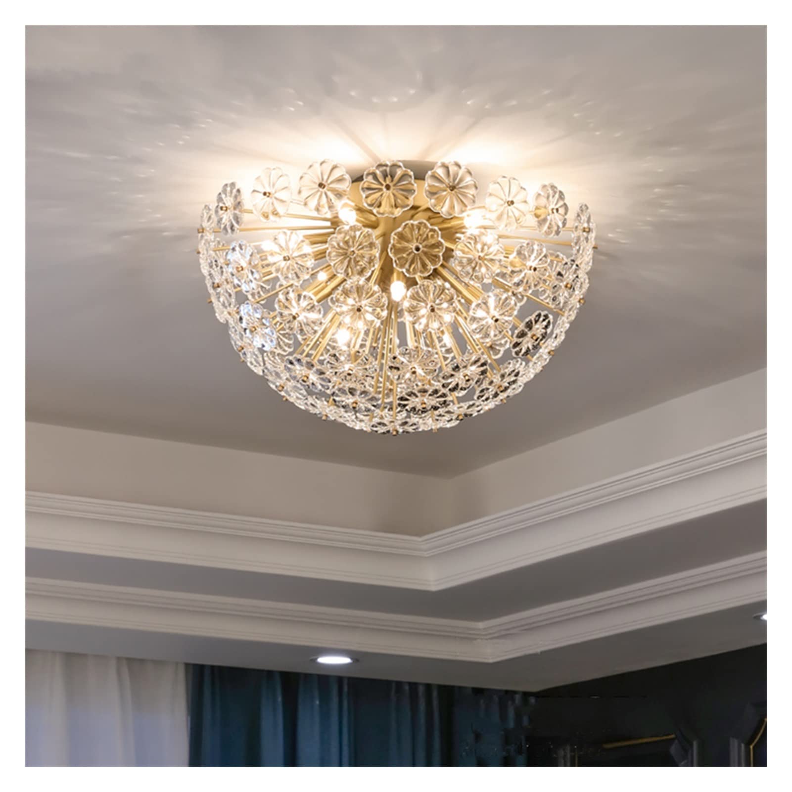 Modern Glass Ball Chandelier with Transparent Flower Petal Design - 11-Light Ceiling Pendant Lamp for Living Room, Bedroom & Dining Hall | Elegant Lighting Fixture for Home Decor, Wedding Venues and Restaurants