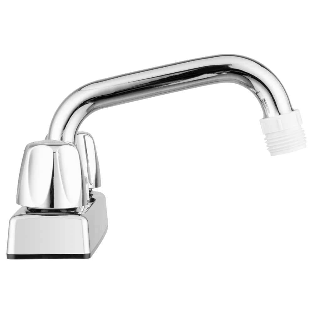 Pacific Bay Lynden Utility Laundry Sink Faucet with 360° Swivel Stainless Steel Spout - Garden Hose Adapter Compatible - Chrome Plated Plastic - Easy Installation for Laundry Room, Basement & Outdoor Use