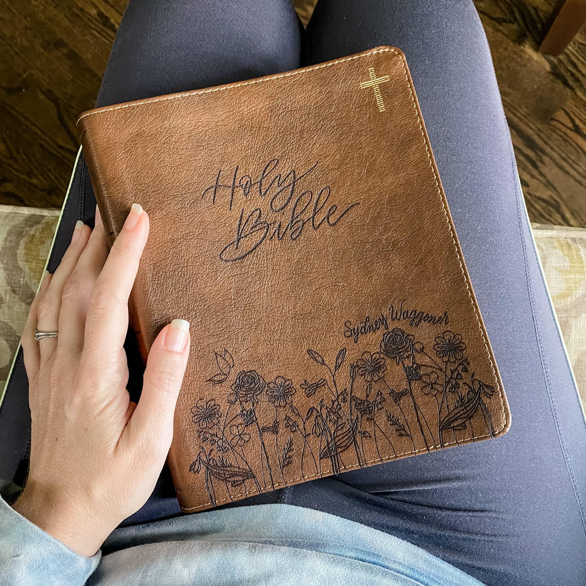Hand Illustrated & Laser Engraved NIV Journaling Bible - Personalized Christian Gift with Custom Name Engraving | Perfect for Bible Study, Wedding Gifts & Spiritual Growth