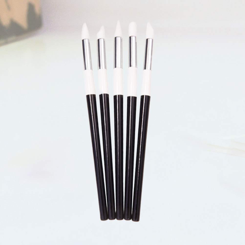 5pcs Nail Art Brush Set - Silicone Polymer Clay Tools & Nail Polish Carving Pens for Professional Manicure - Perfect for Nail Painting, Acrylic Nail Design, and DIY Nail Art at Home or Salon