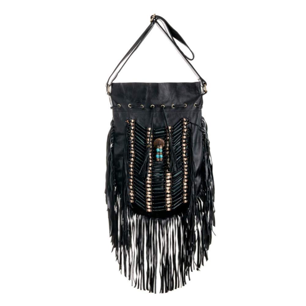 Boho Round Leather Fringe Purse for Women | Handmade Genuine Leather Bohemian Shoulder Bag | Perfect for Festivals, Beach & Casual Outings