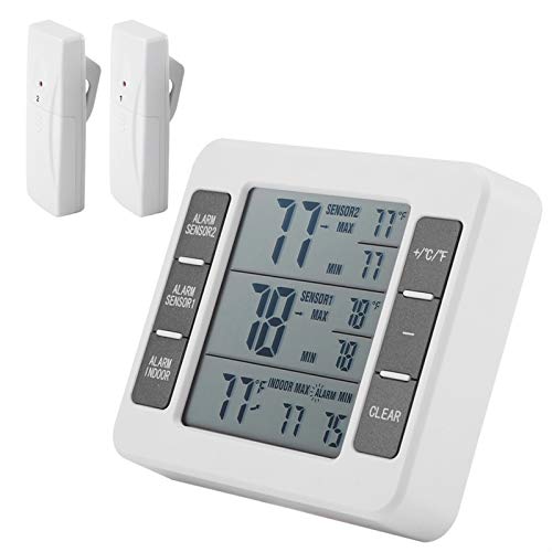 Digital Refrigerator Thermometer with Audible Alarm - ABS Adjustable Hook for Kitchen, Restaurant, Hotel - Perfect for Food Safety Monitoring & Commercial Fridge Temperature Control