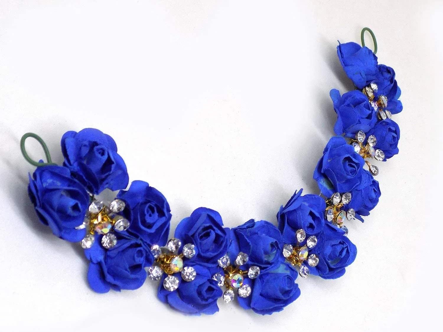 APOEM Blue Bun Decoration Hair Gajra for Women & Girls - Wedding Hair Accessories, Party Hair Jewelry, Bridal Hairpiece for Special Occasions