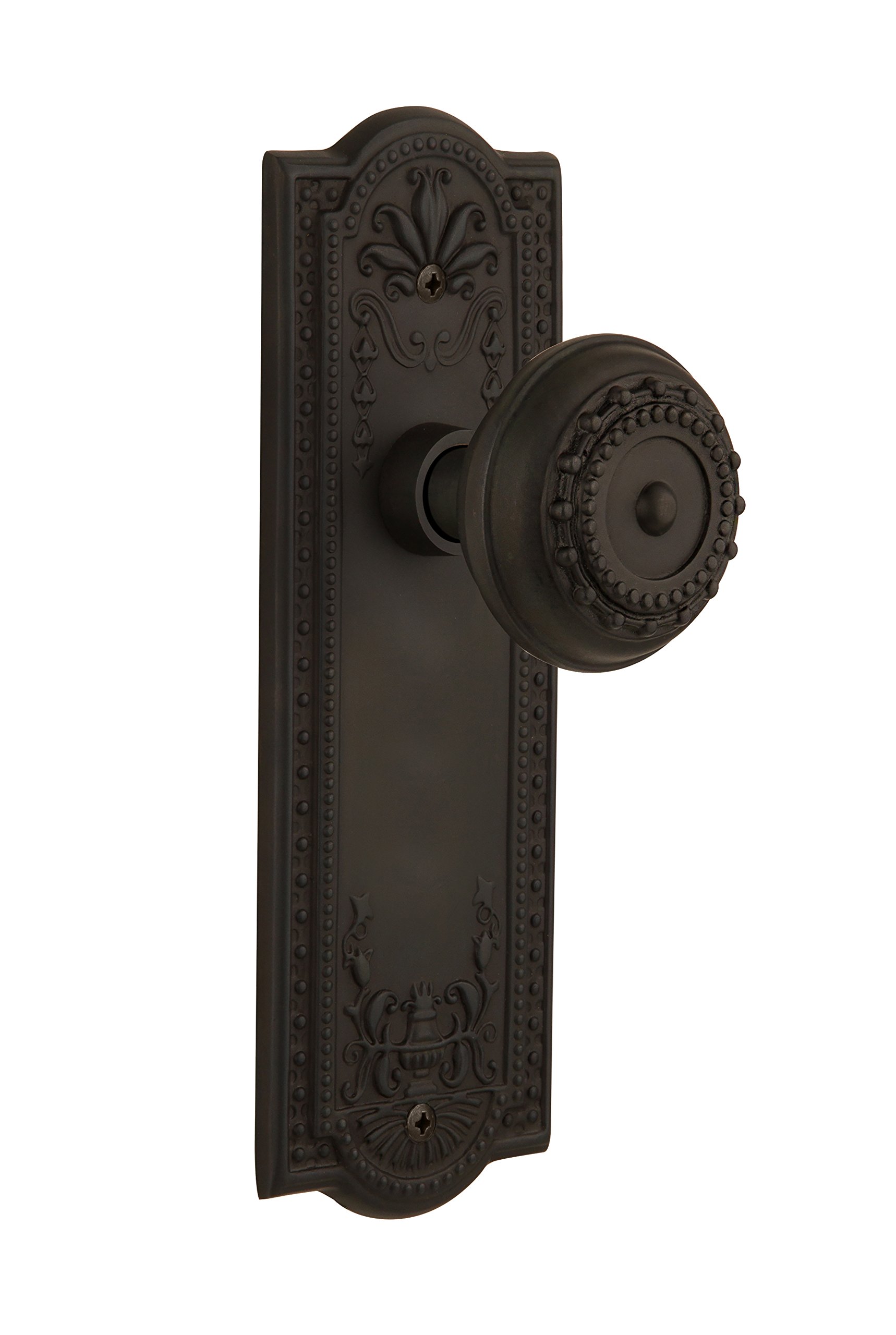 Nostalgic Warehouse Meadows Plate with Meadows Knob - Single Dummy Door Lever Set in Oil-Rubbed Bronze Finish | Perfect for Vintage Farmhouse, Cottage & Traditional Home Interiors