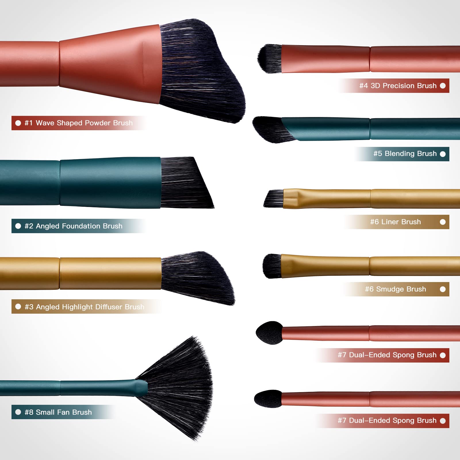 EIGSHOW 8pcs Professional Makeup Brush Set with Case - Perfect for Christmas Gifts & Daily Makeup