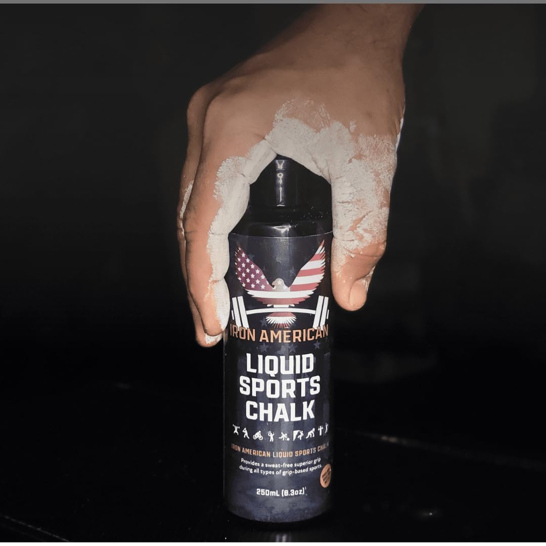 IRON AMERICAN Liquid Chalk - No Mess Long Lasting Grip Enhancer for Weightlifting, Gymnastics, Rock Climbing & CrossFit - Premium Gym Chalk for Better Performance - Ideal for Strength Training, Pull-Ups & Workouts