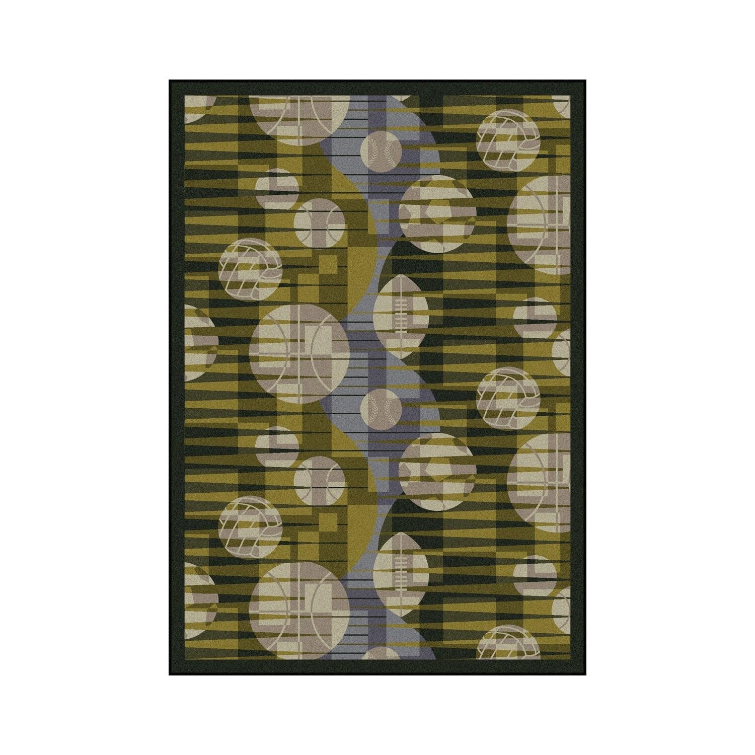 Joy Carpets Sports Fan Keeping Score Area Rug - Green - Perfect for Game Rooms, Man Caves & Sports Themed Decor