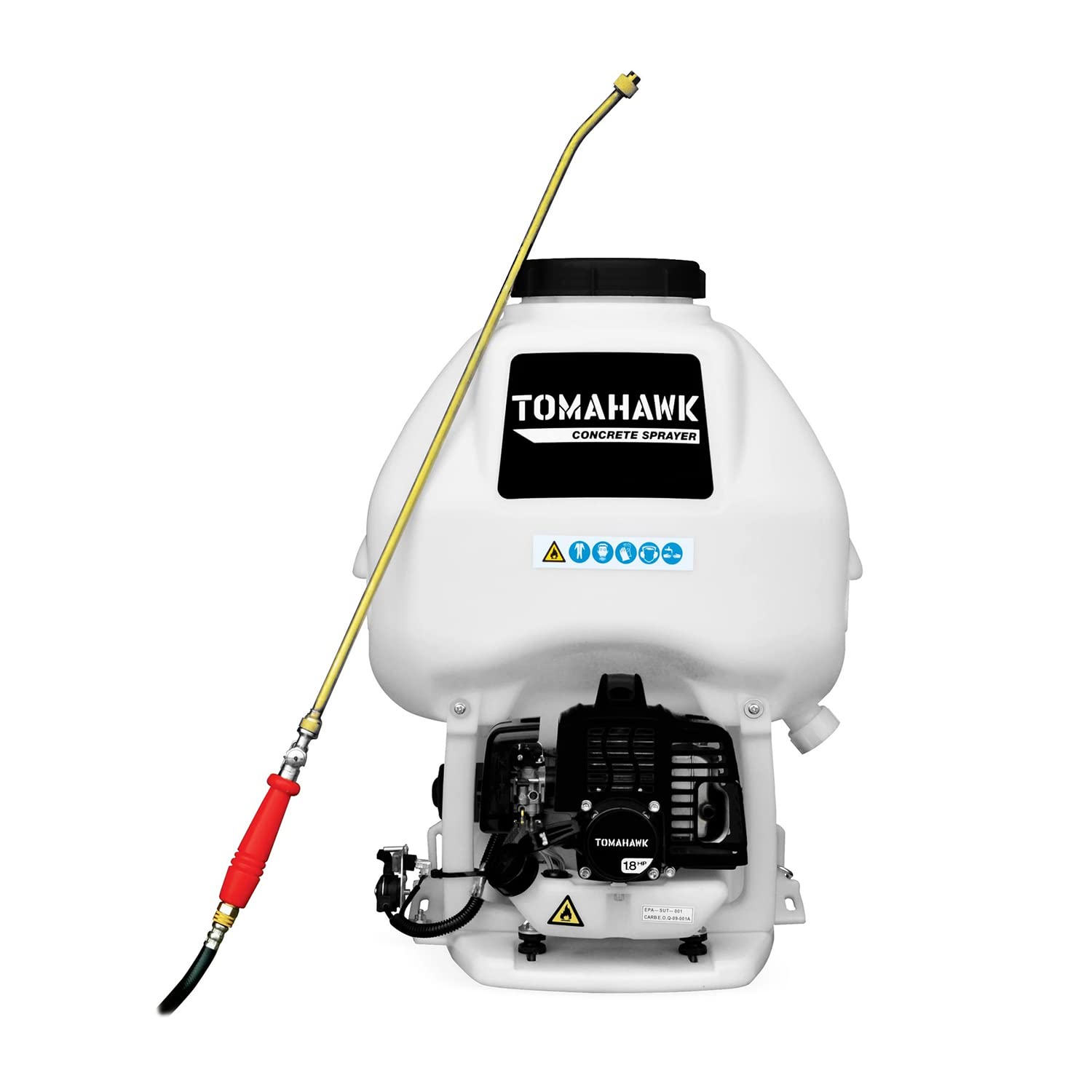 6.5 Gallon Motorized Backpack Concrete Sprayer with Wand & 0.5 GPM Fan Nozzle - Tomahawk Brand for Construction, Masonry & DIY Projects