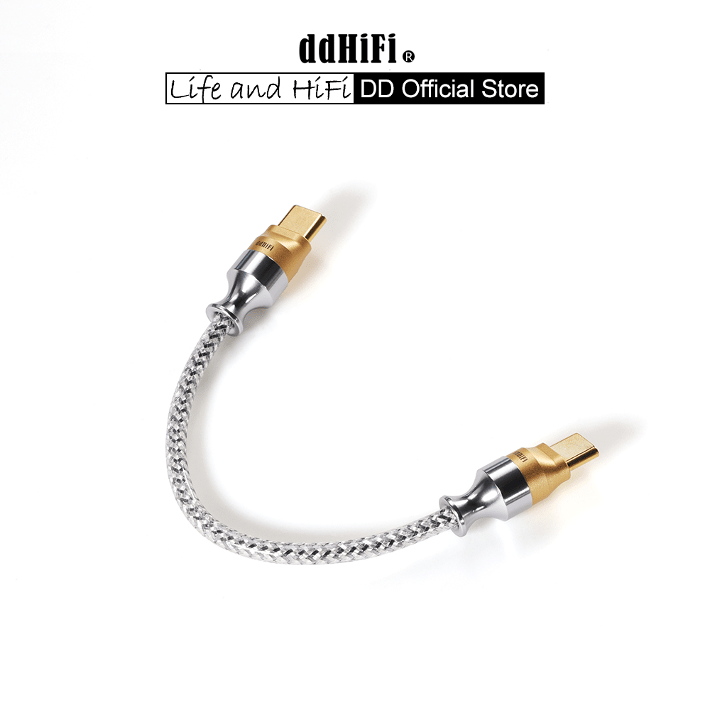 Premium DD ddHiFi TC07S Nyx Series Silver Type C to Type C HiFi Audiophile USB OTG Cable (10cm/50cm) - Perfect for High-End Audio Systems, Smartphones, and Portable DACs