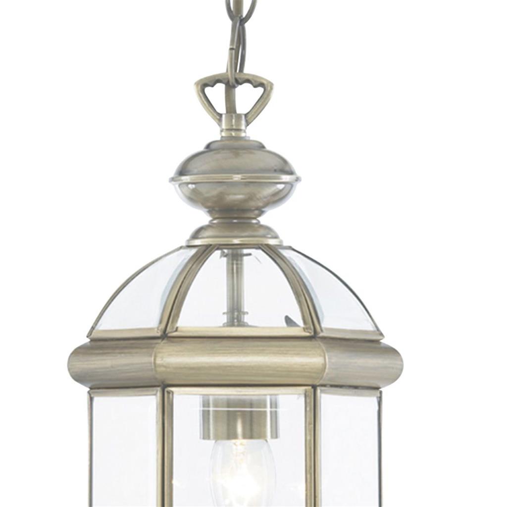 Antique Brass/Chrome Glass Bevelled Domed Lantern Pendant Light - Perfect for Entryway, Dining Room, and Patio Lighting