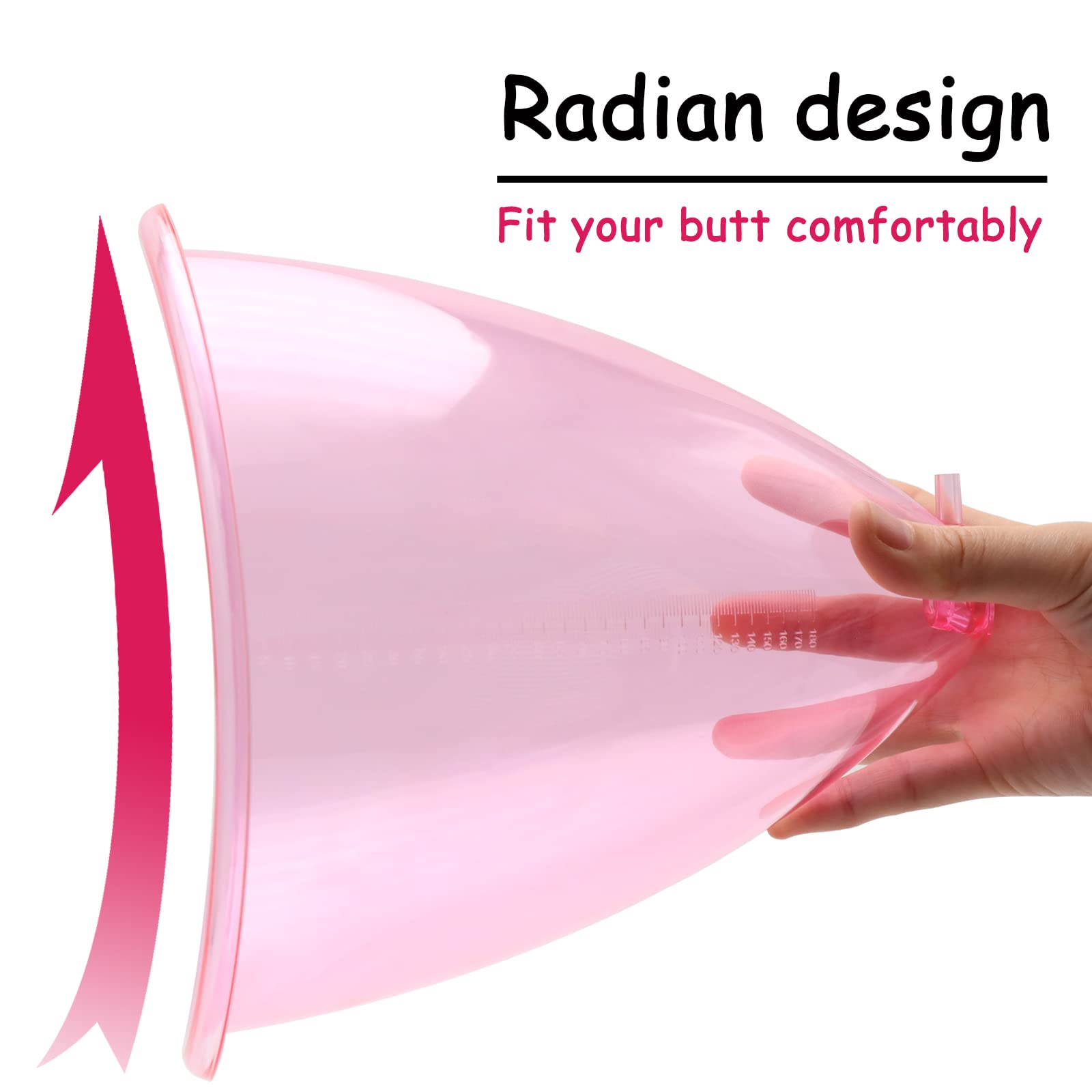 WeiWei XL Butt Suction Cups 180ml - Vacuum Therapy Cupping Set for Butt Lifting & Body Massage with Y-Hose (Pink, 1 Pair) - Perfect for Home Spa, Professional Massage Therapy & Body Contouring Treatments