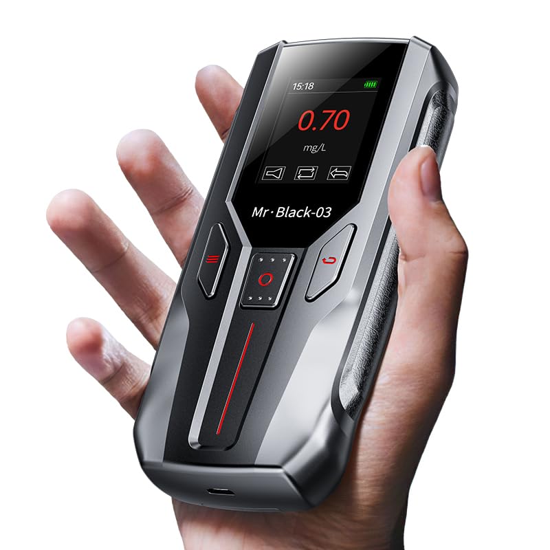 Professional Breathalyzer - Portable Alcohol Tester with LCD Display, Accurate BAC Measurement for Personal & Workplace Use - Ideal for Home Safety, Party Monitoring, and Law Enforcement Scenarios