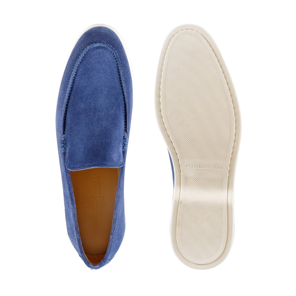 ARTIGIANO ROMA Men's Suede Loafers in Navy Blue - Comfortable Slip-On Shoes for Casual Wear & Office Outfits