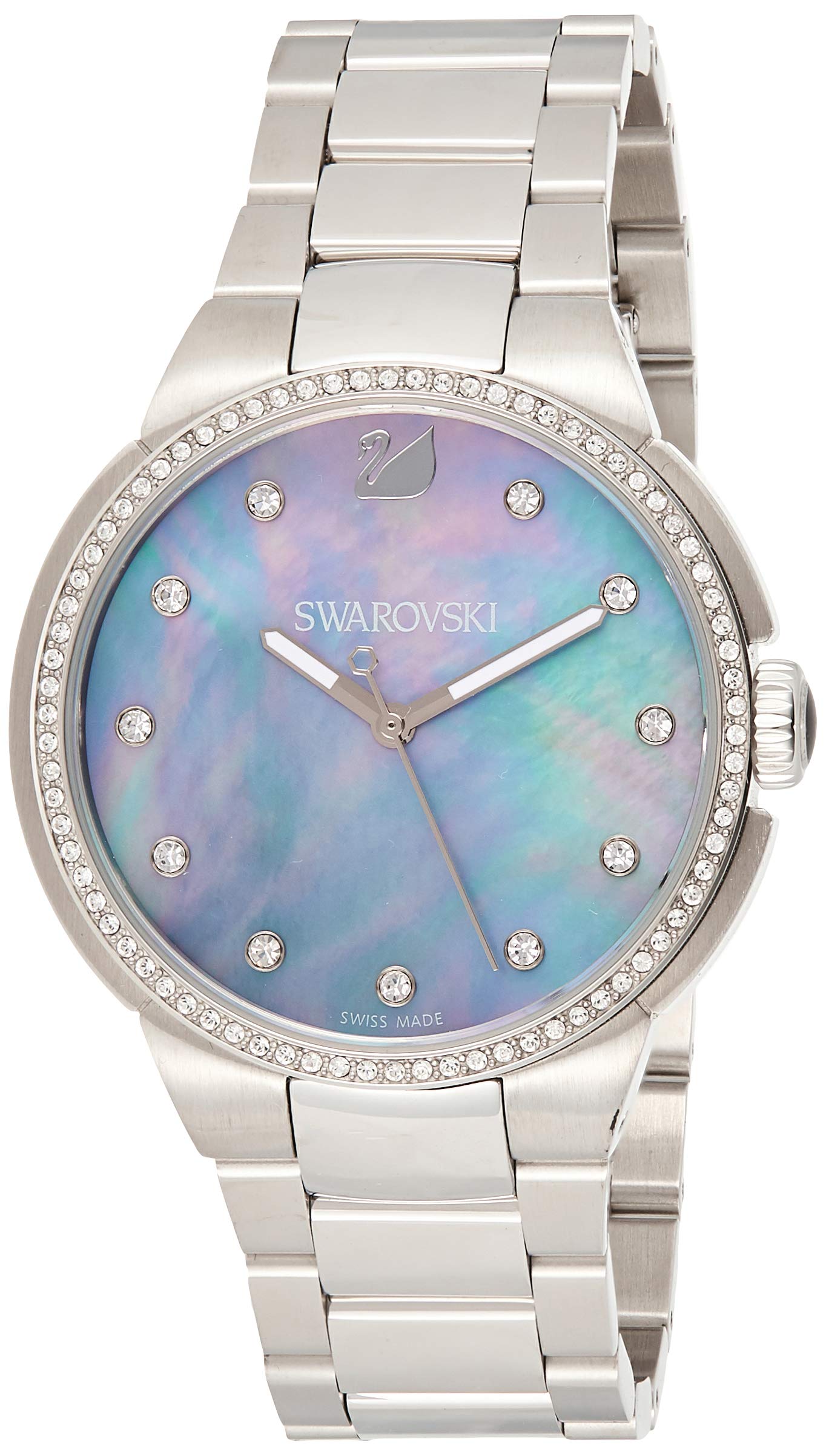 SWAROVSKI Women's Watch City CRY MB STS - Grey Mother of Pearl Dial & Stainless Steel Band | Elegant Dress Watch for Women, Perfect for Office, Parties & Special Occasions