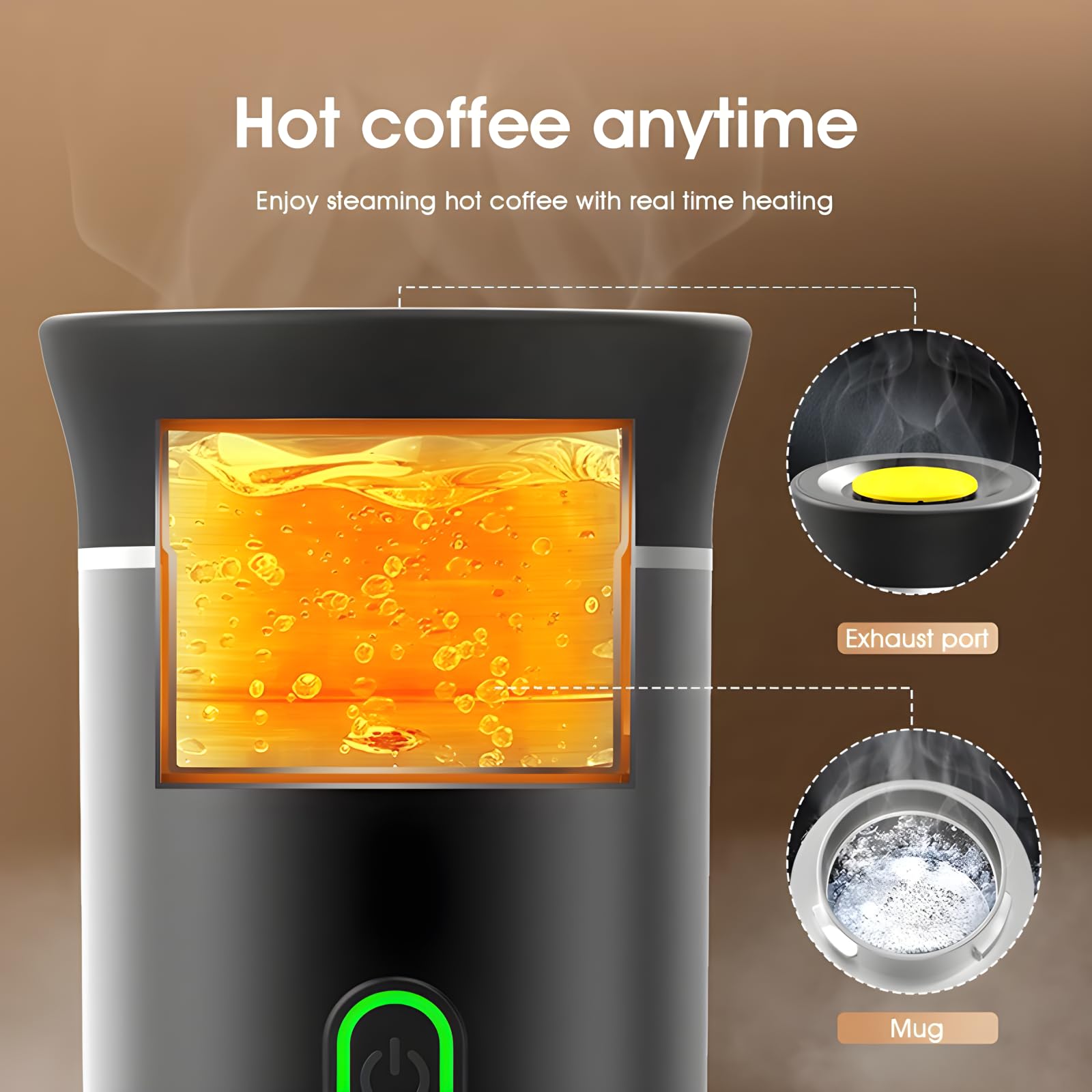 Portable Electric Espresso Machine - Rechargeable Mini Travel Coffee Maker with Self-Heating for Car, Camping, Home & Office | Compact & Fast Brewing | Perfect for Travel, Road Trips & Outdoor Adventures (Gray)
