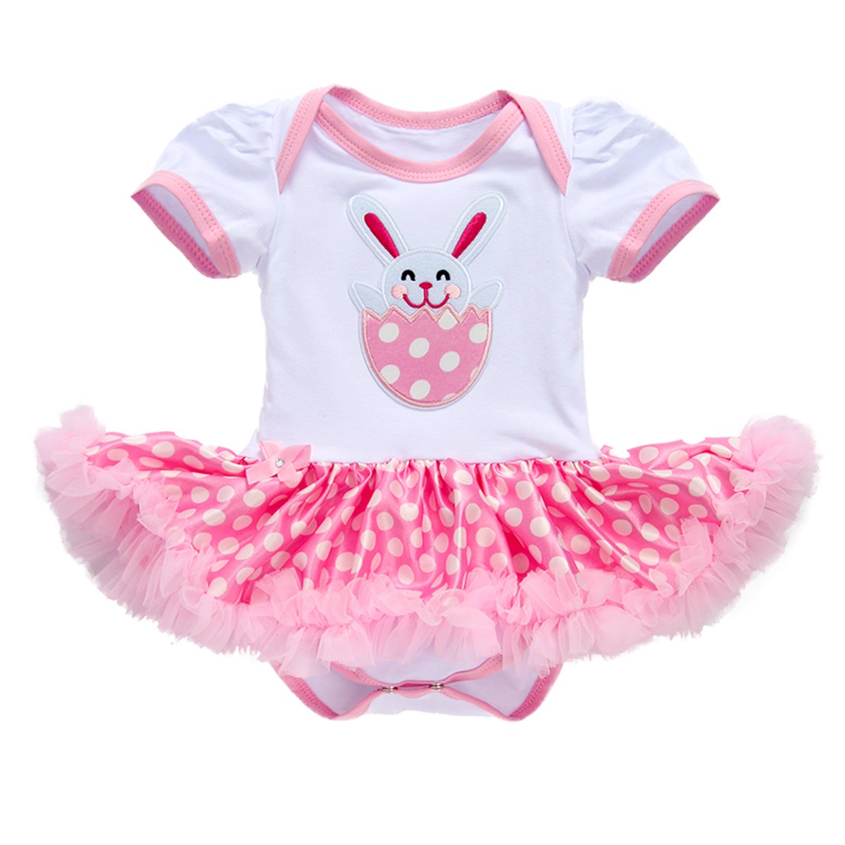ODASDO Easter Outfit for Baby Girls - Bunny Egg Print Short Sleeve Tutu Romper Dress with Headband Set | Adorable Infant Easter Day Costume for Photo Shoots, Family Gatherings & Spring Celebrations